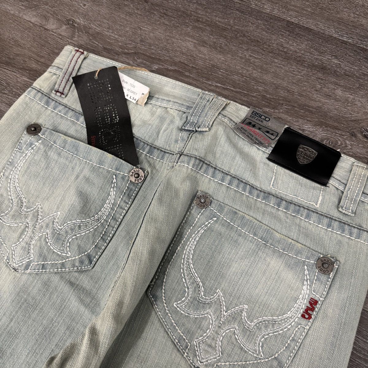 JNCO × Japanese Brand × Vintage Vintage Y2K Basic code baggy cybergoth embroidered jeans Size US 34 / EU 50 - 4 Thumbnail