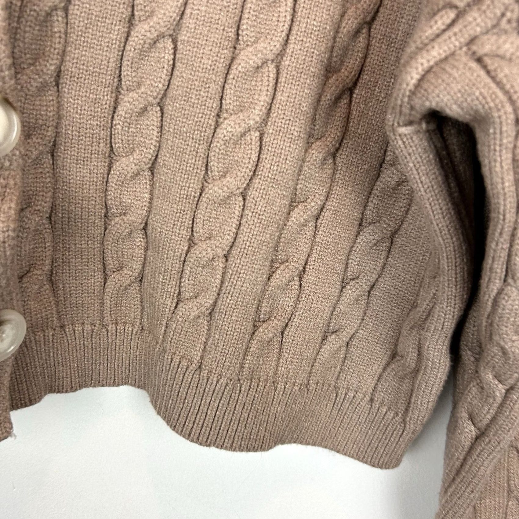 Vintage Altar'd State Cardigan Sweater Womens Small Beige V-Neck Cable-Knit Size S / US 4 / IT 40 - 4 Thumbnail