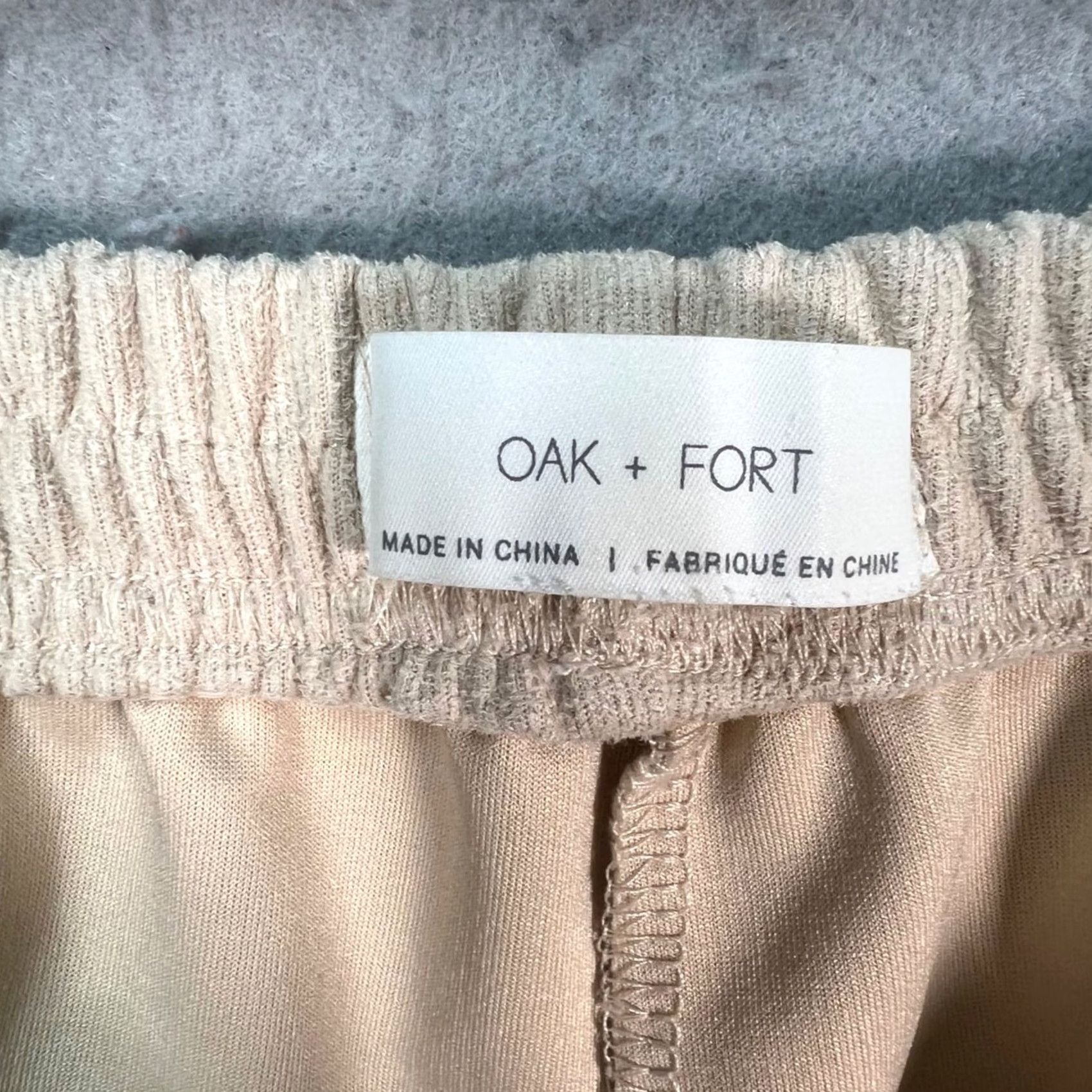 Oak + Fort Oak + Fort Womens Small Beige Elastic Waist Wide Leg Pants Size 28" / US 6 / IT 42 - 3 Thumbnail