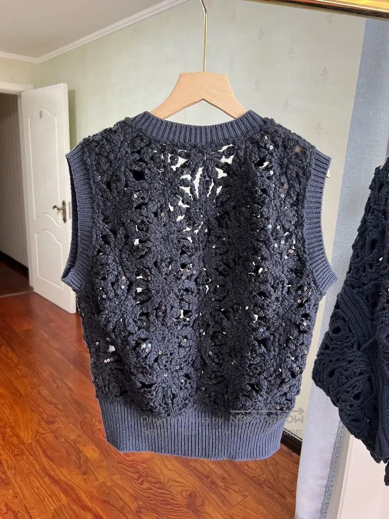 Brunello Cucinelli Brunello Cucinelli Sequin Crochet Vest Size S / US 4 / IT 40 - 3 Thumbnail