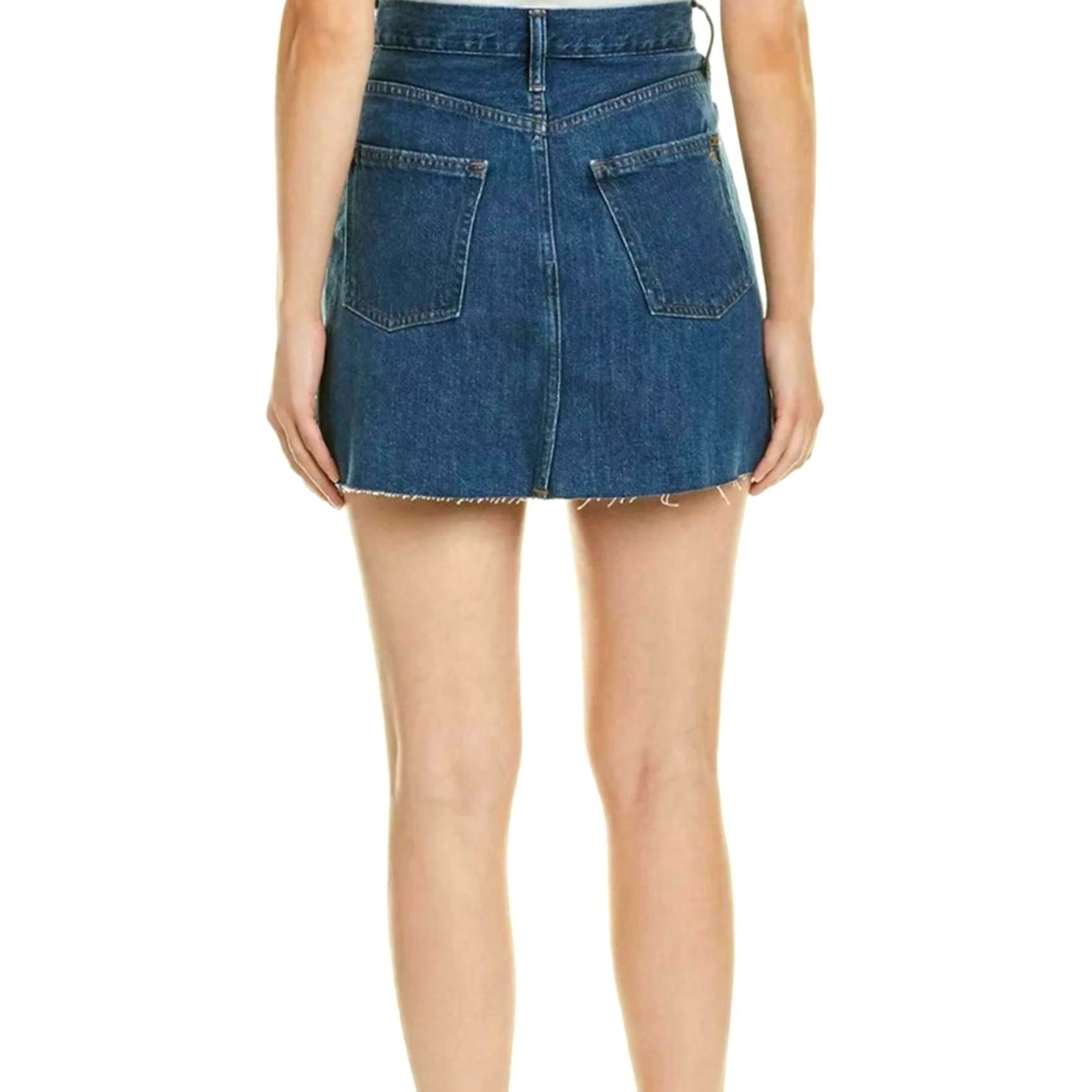 Madewell Madewell Denim Skirt A-Line Women's Blue 35" Regular Short Waist 21" Length 18" Buttoned Lined Vintage No - Casual Classic 100% Cotton SJ Size 24" / US 00 / IT 34 - 2 Thumbnail