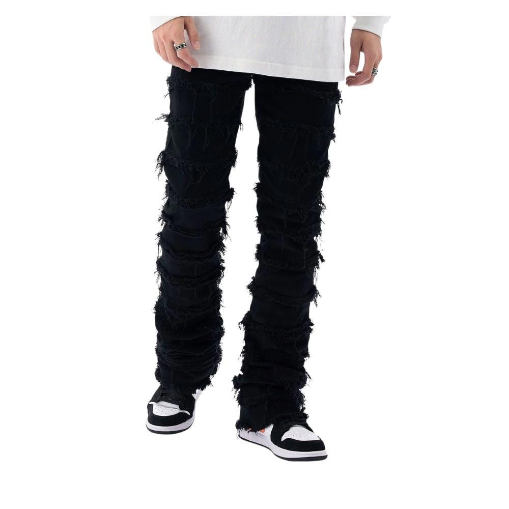 image of Black Stacked Denim Jeans, Men's (Size 30)