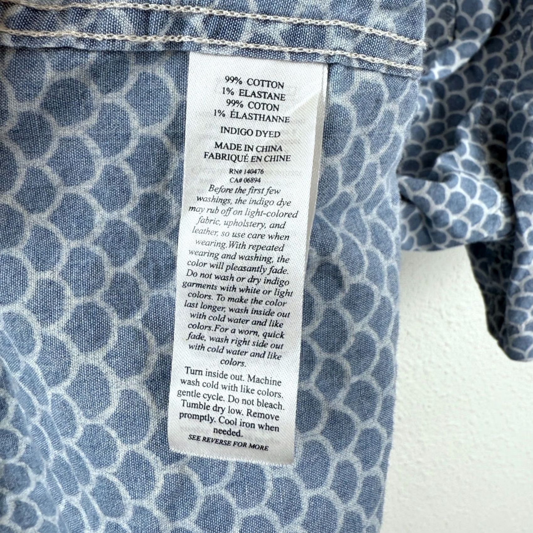 Faherty Faherty Mens Button-Down Short Sleeve Shirt Blue Geometric Pattern 2XL Regular Adult Men Size US XXL / EU 58 / 5 - 6 Thumbnail