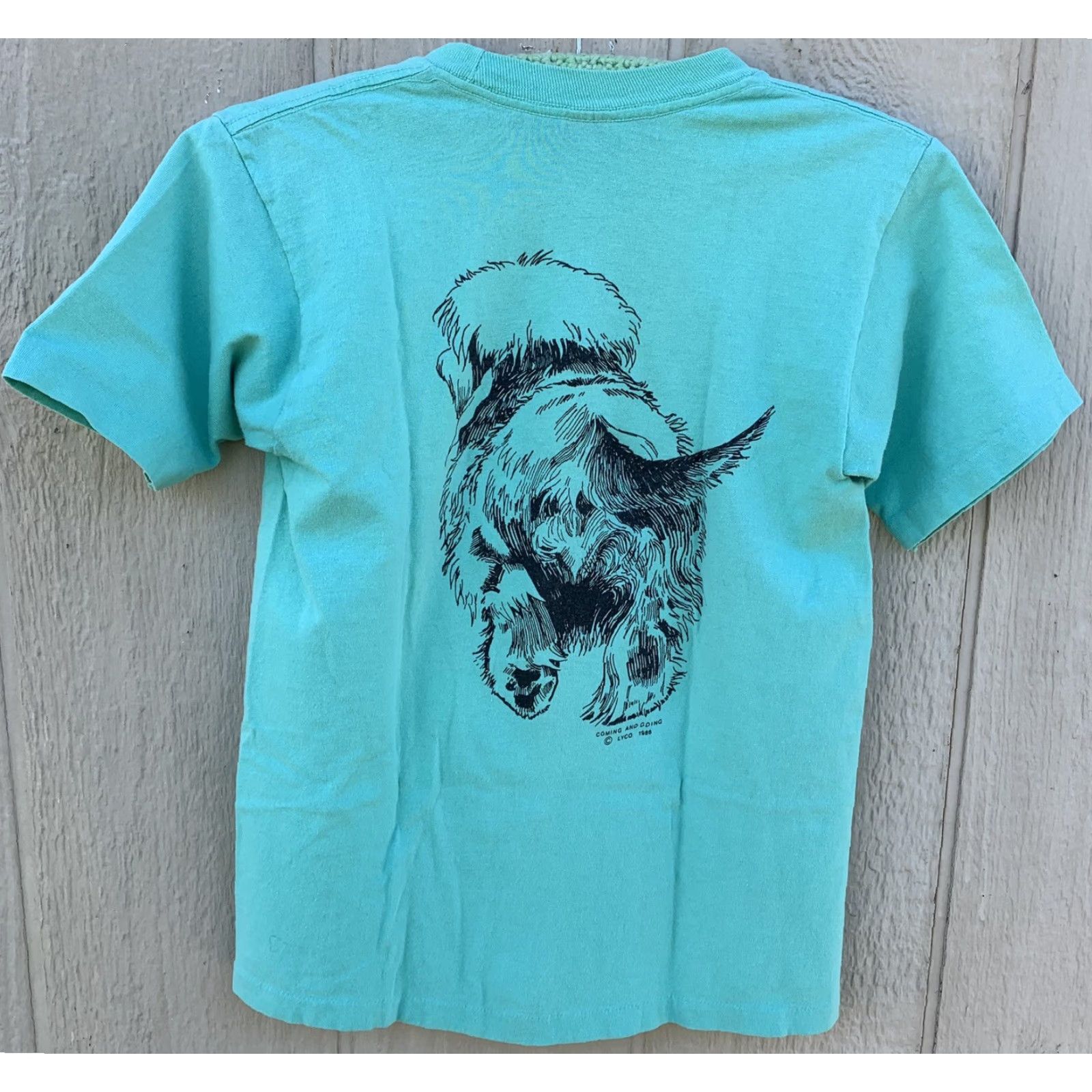 Anvil vintage Anvil shirt Mens S Green 1980s Coming and Going dog graphic tee Size US S / EU 44-46 / 1 - 3 Thumbnail