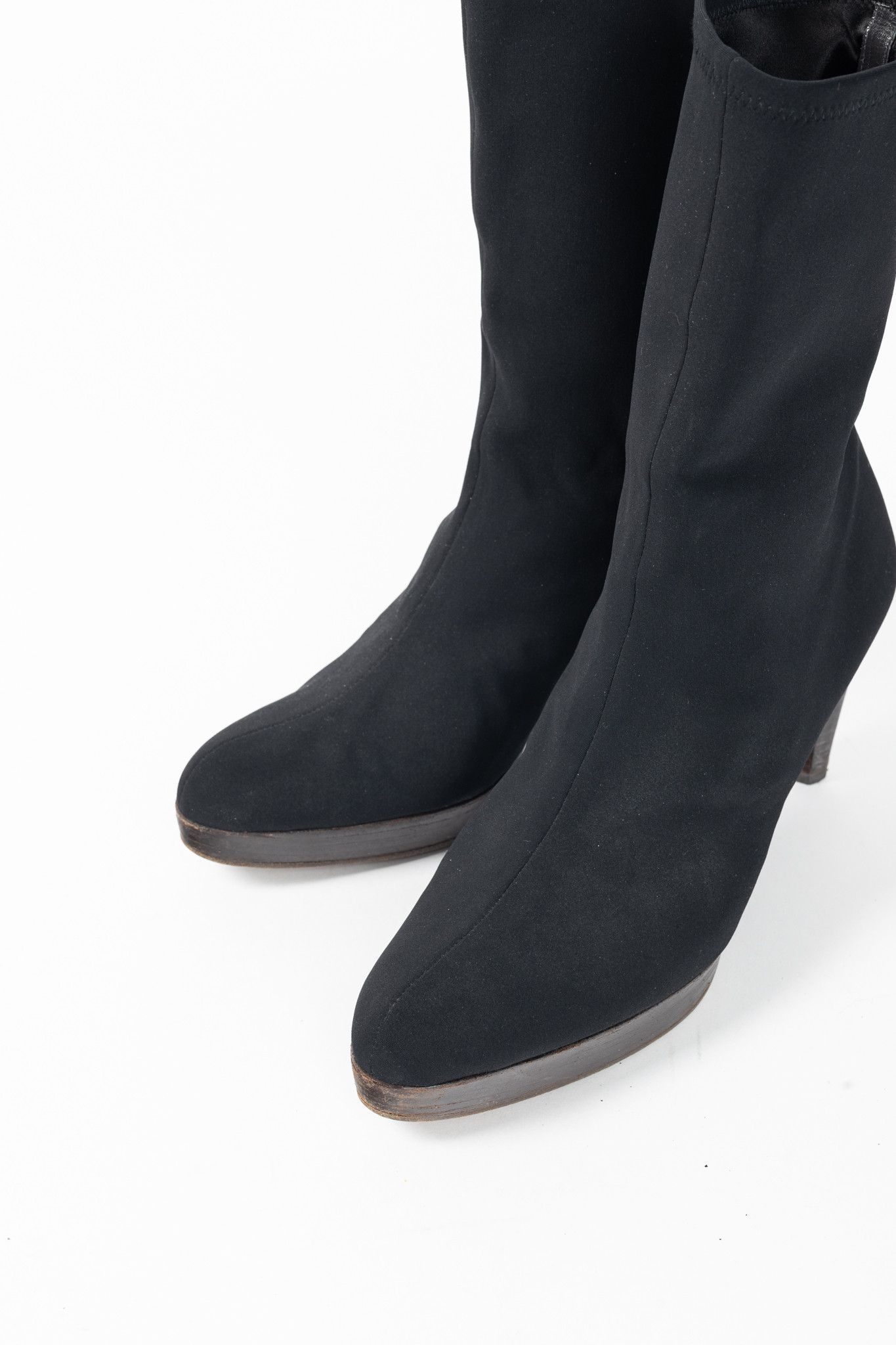 Stuart Weitzman Stuart Weitzman Em Black Sock Platform Boots Size US 9.5 / IT 39.5 - 6 Thumbnail