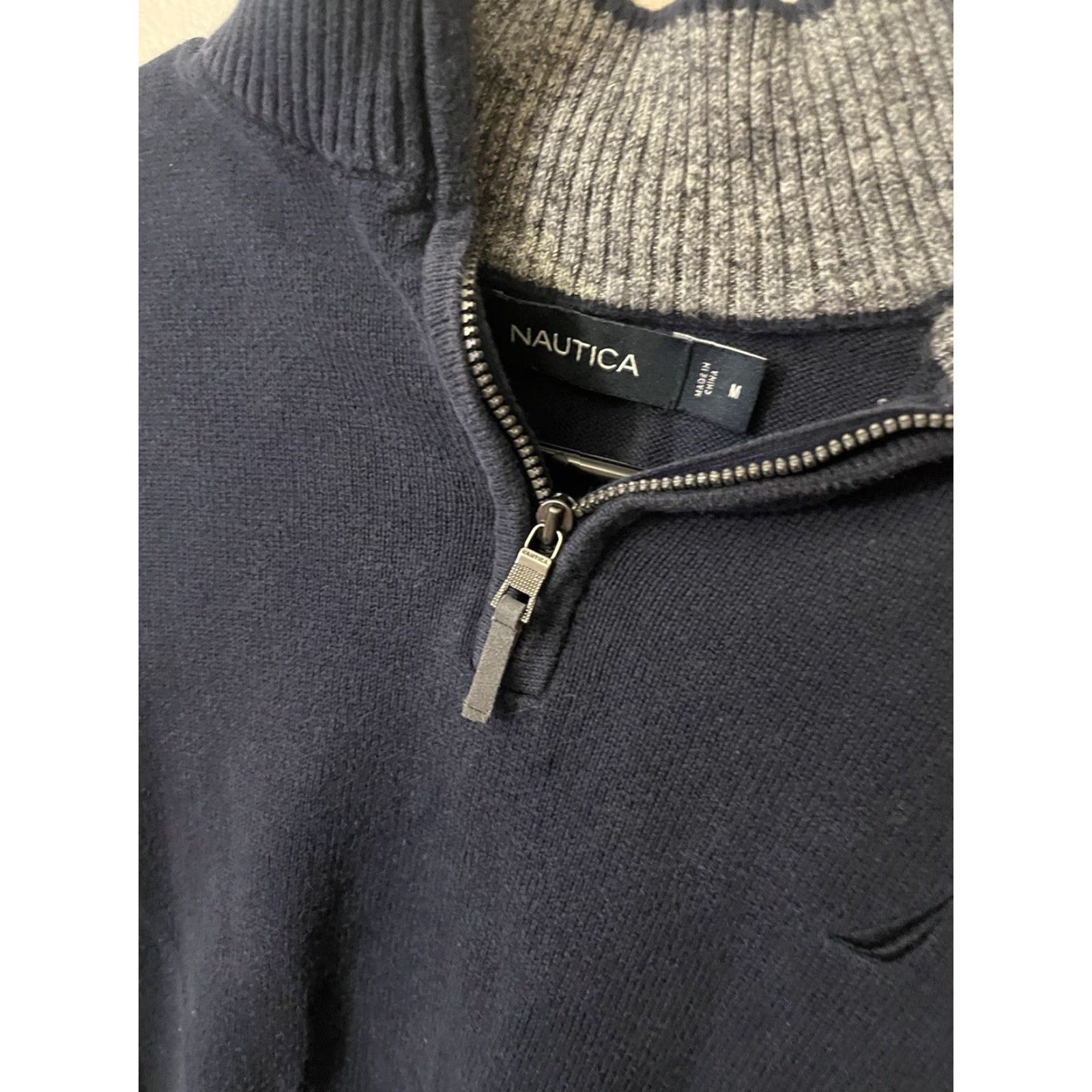 Nautica Nautica Sweater Adult Medium Navy Blue 1/4 Zip Pullover Mens Solid Size US M / EU 48-50 / 2 - 2 Thumbnail