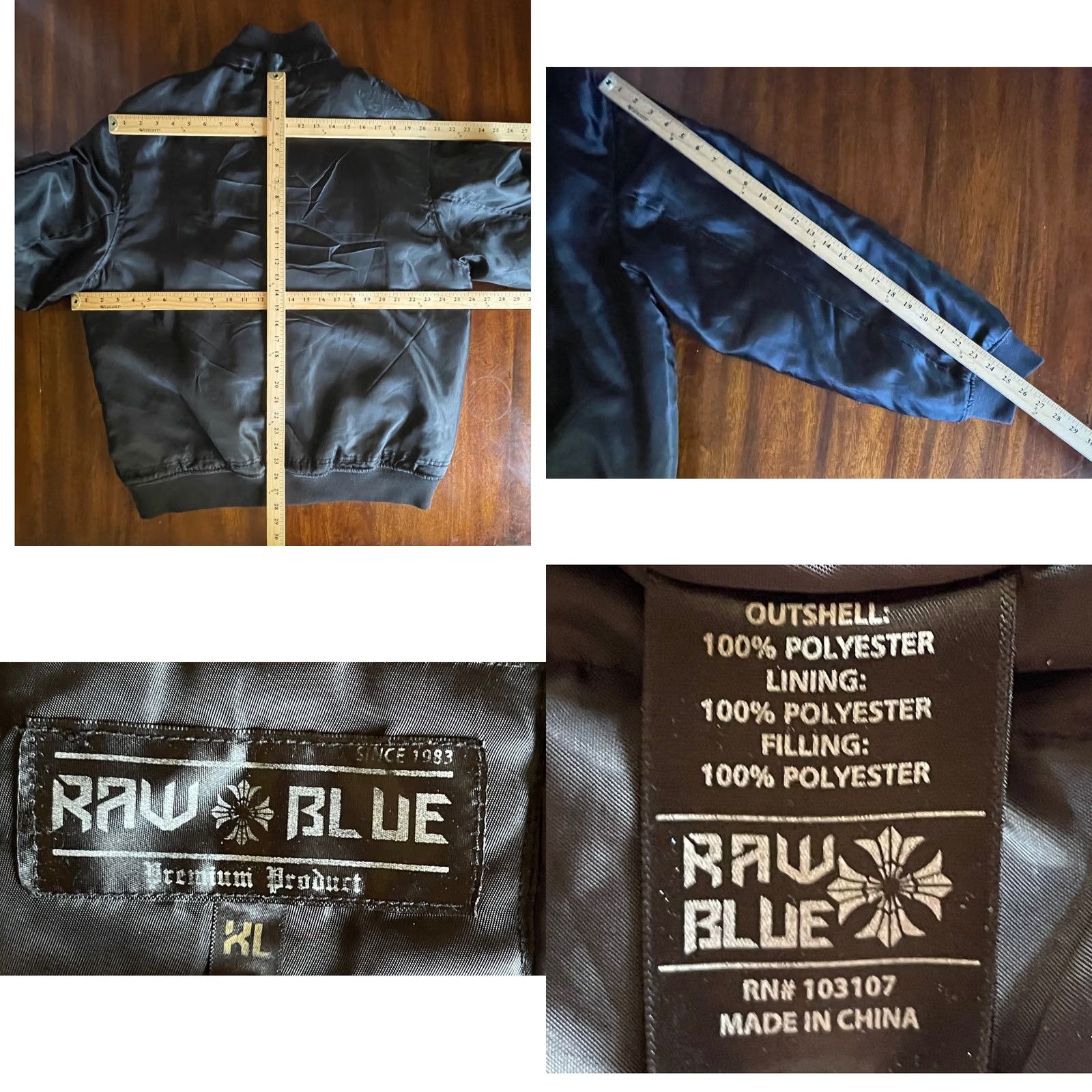 Vintage Raw Blue Mens XL Bomber Jacket Military Pilot Style Black Full Zip Size US XL / EU 56 / 4 - 8 Thumbnail