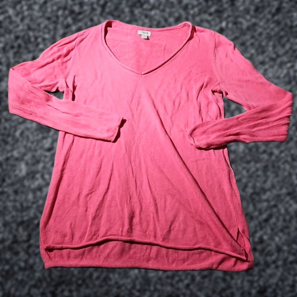 J.Crew VINTAGE J Crew Sweater Womens Pink Small Linen Blend Lightweight Roll Neck Raw Hem Size S / US 4 / IT 40 - 1 Thumbnail