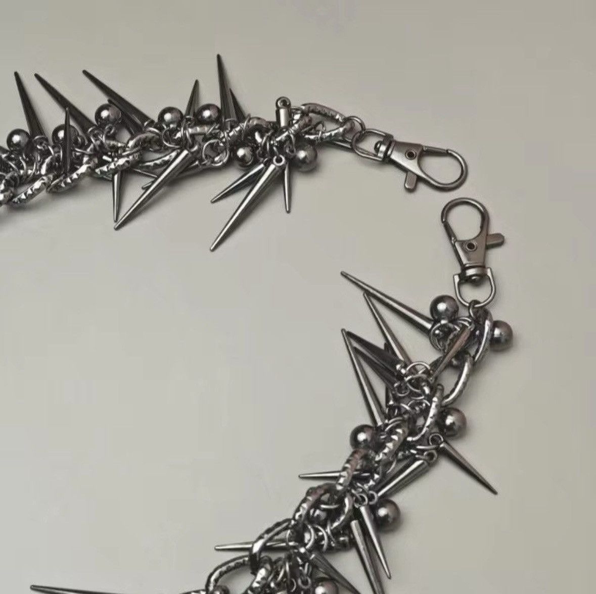 Vintage Black Gun Plated Rivet Metal Pants Chain Size ONE SIZE - 4 Thumbnail