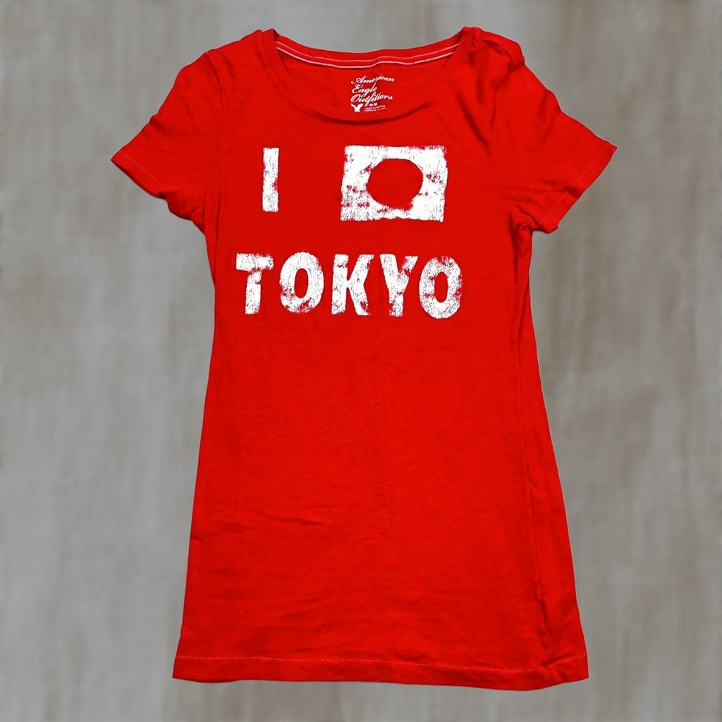 American Eagle Outfitters VINTAGE American Eagle Outfitters Shirt Women M Red I Love Tokyo 2000s Size M / US 6-8 / IT 42-44 - 1 Thumbnail
