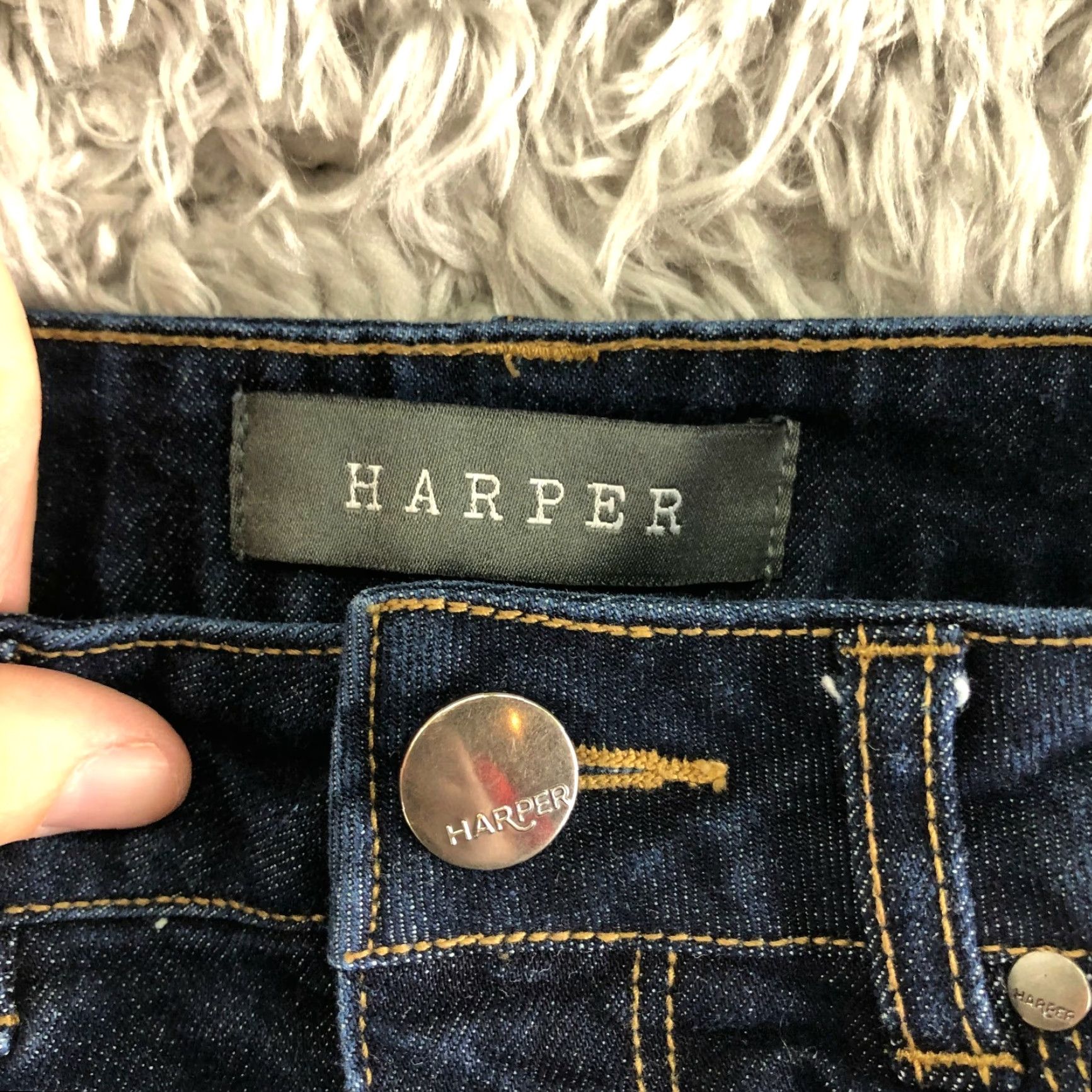 Vintage Harper Womens Size Small 27" Mini Midi Blue Jean Skirt Dark Wash Womens Skirt Denim Cotton Regular Rise Midi Length Dark Wash Jeans Skirt Vintage No Size 28" / US 6 / IT 42 - 6 Thumbnail
