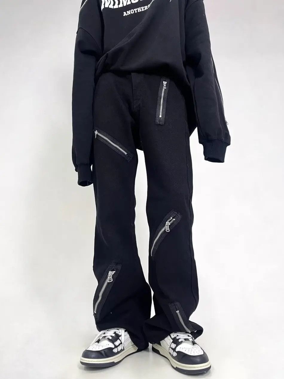 Japanese Brand Loose flared black zipper jeans Size US 32 / EU 48 - 6 Thumbnail