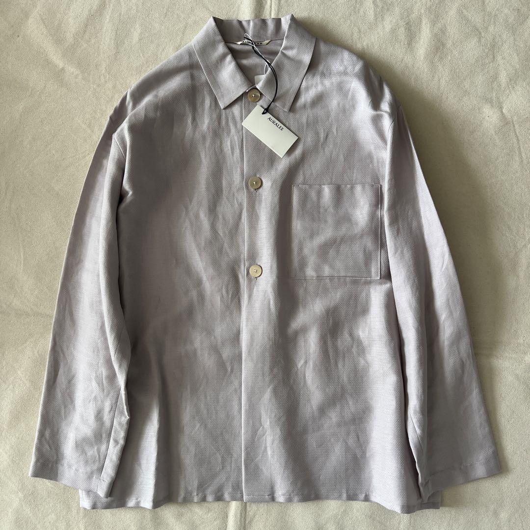 トップス AURALEE SILK LINEN DOBBY SHIRTS JACKET AURALEE SILK LINEN DOBBY SHIRTS JACKET