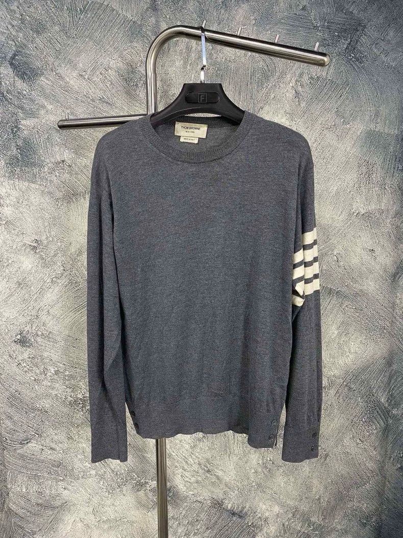 Thom Browne Thom Browne Gray round neck long sleeve hoodie Size US L / EU 52-54 / 3 - 1 Thumbnail