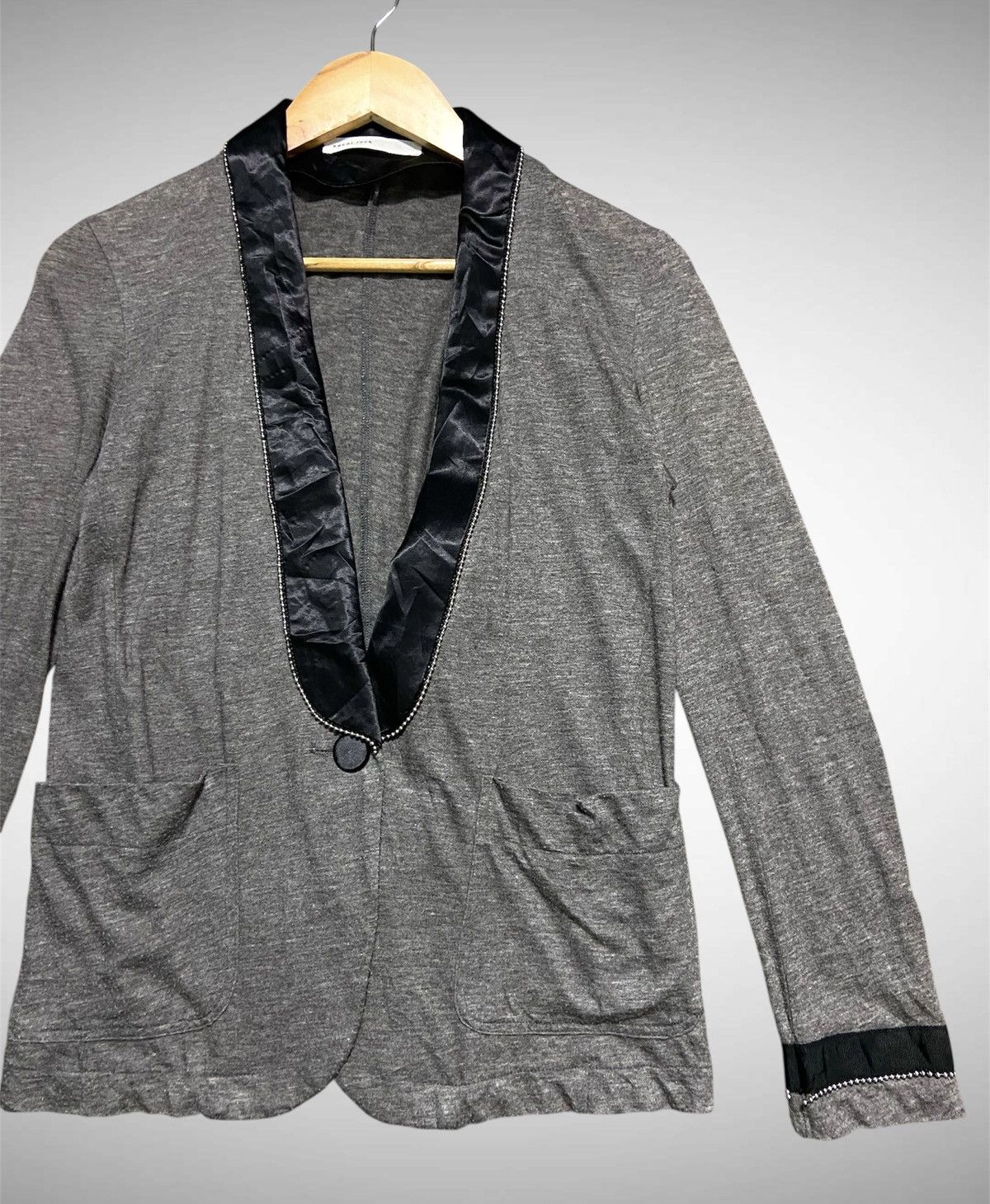 Sacai Sacai Luck Grey Linen-Blend Tuxedo Cardigan Blazer Size M / US 6-8 / IT 42-44 - 5 Thumbnail