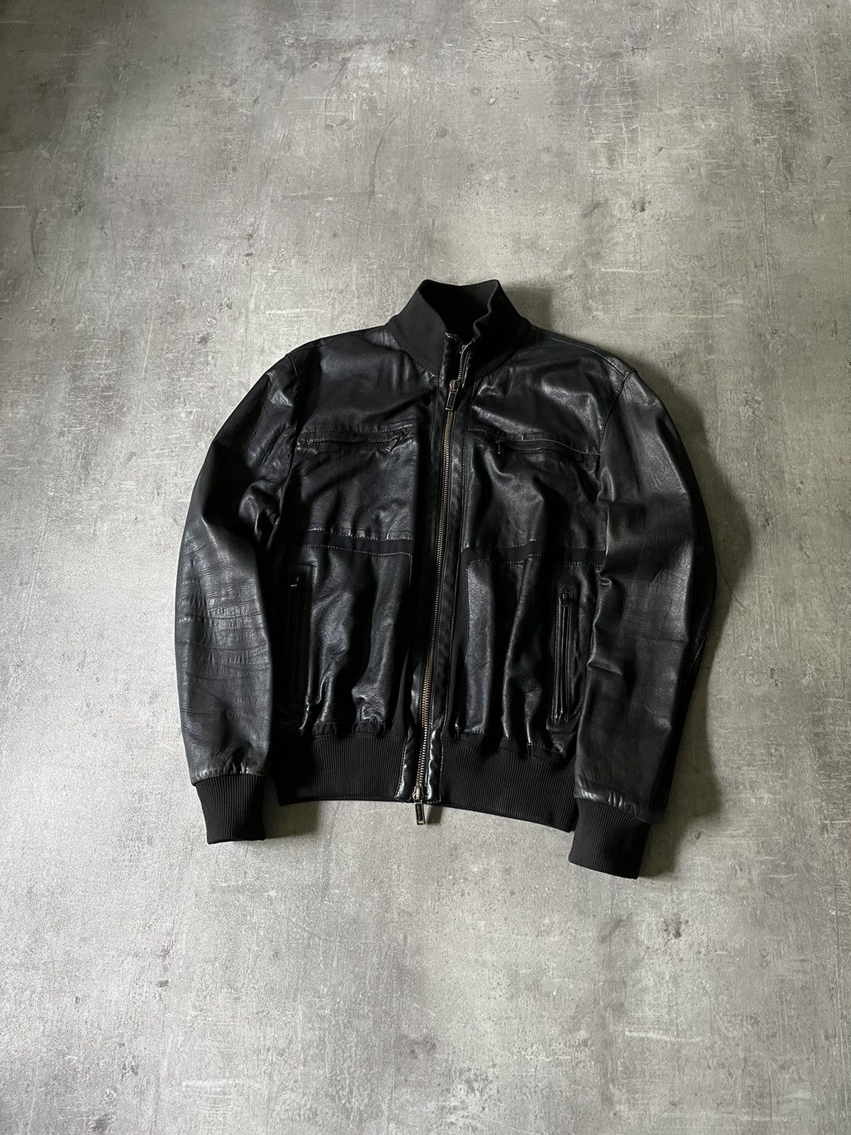 Dirk Bikkembergs Dirk Bikkembergs black leather jacket zip up ...
