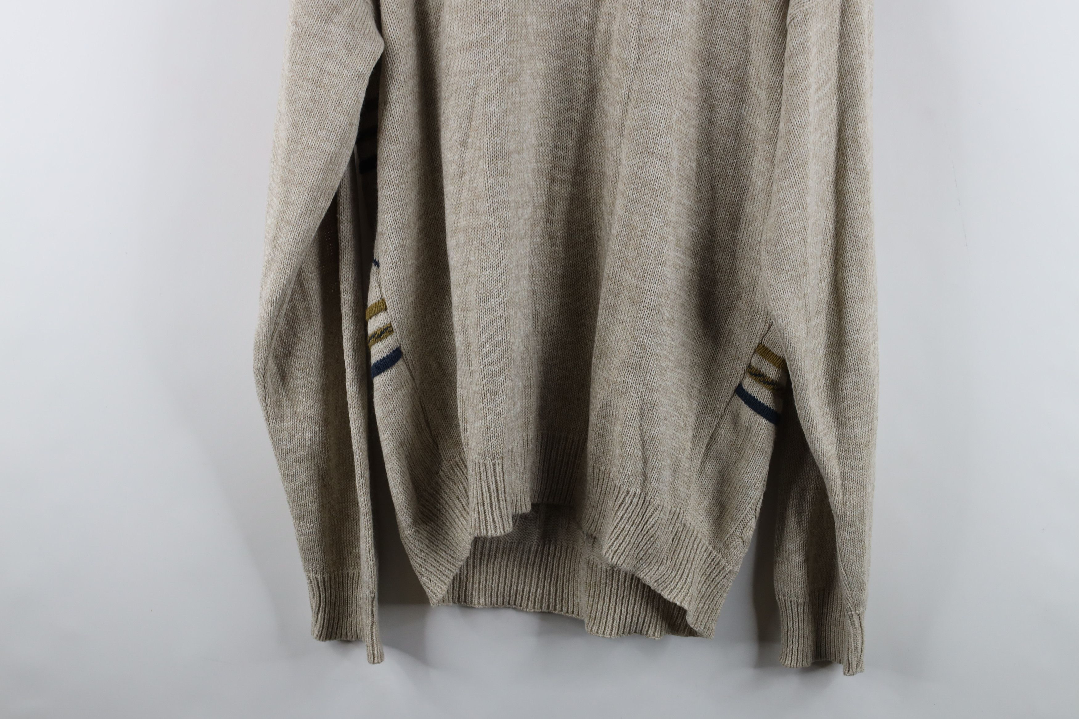 Vintage Vintage 90s Streetwear Geometric Cable Knit Sweater Beige Size US L / EU 52-54 / 3 - 14 Thumbnail