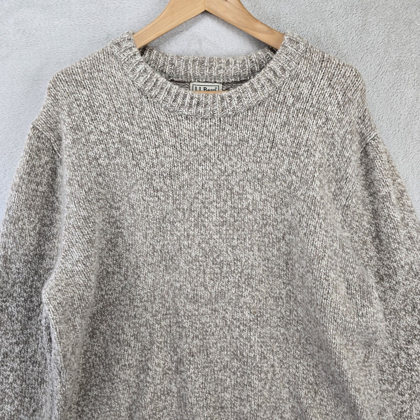 L.L. Bean L.L. Bean Mens Lambs Wool Sweater XL Oatmeal Ragg Knit Vtg Size US XL / EU 56 / 4 - 2 Thumbnail