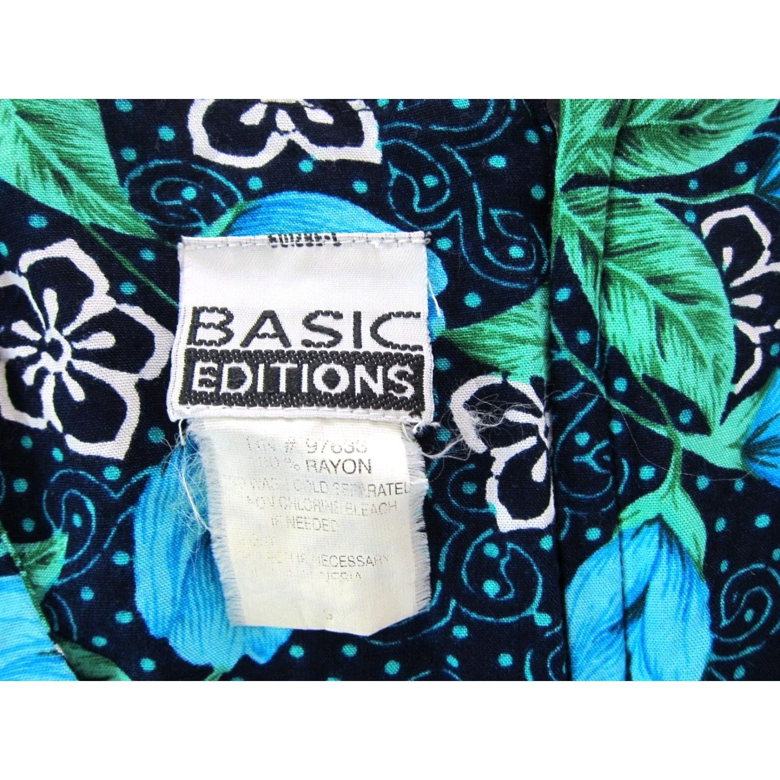 Basic Editions VINTAGE Basic Editions 100% Rayon Blue Green Floral Sheath Tank Sun Dress Medium Size M / US 6-8 / IT 42-44 - 3 Thumbnail
