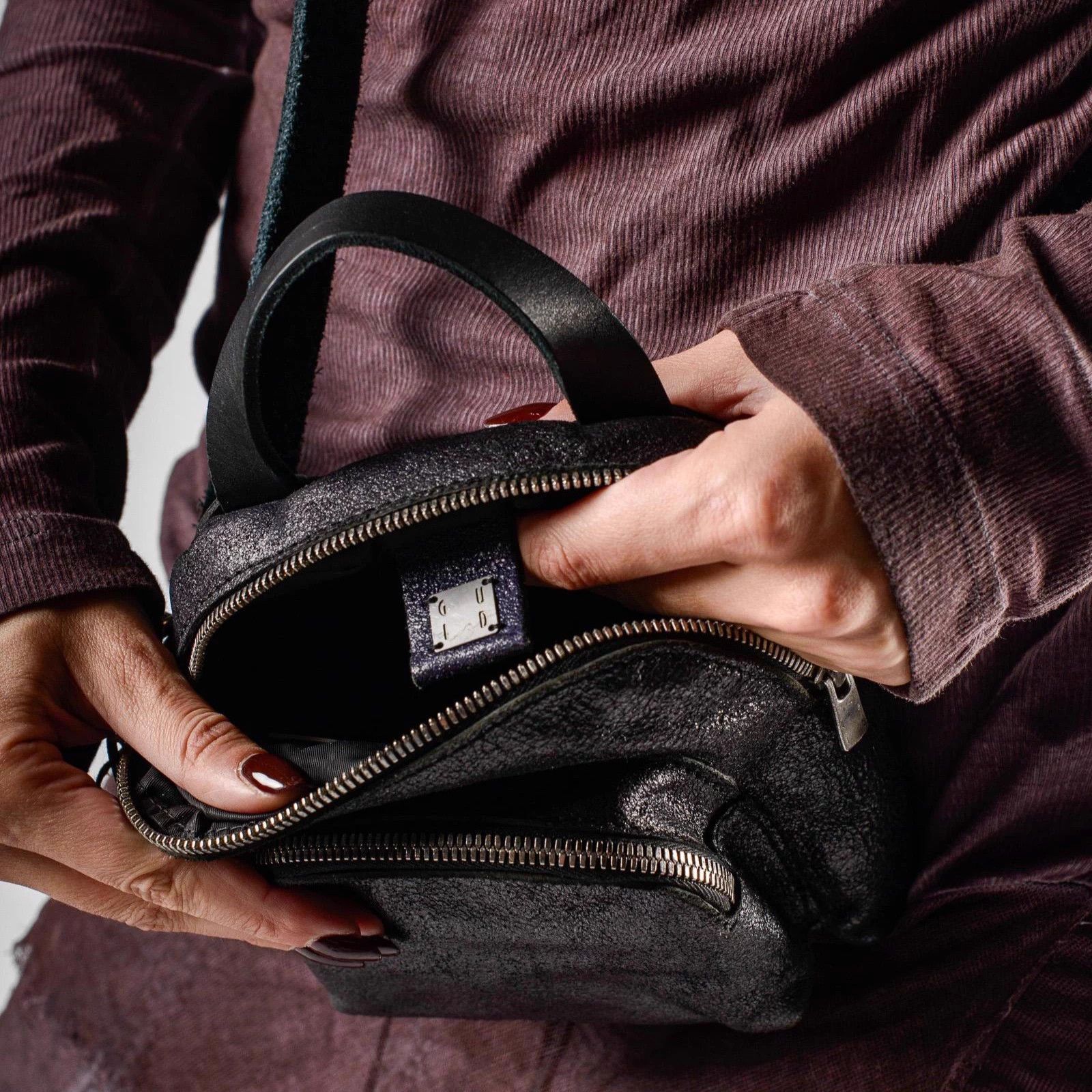 Guidi Rare Guidi DBP05 Anniv Black Purple Pearlized Horsehide Bag Size ONE SIZE - 6 Thumbnail