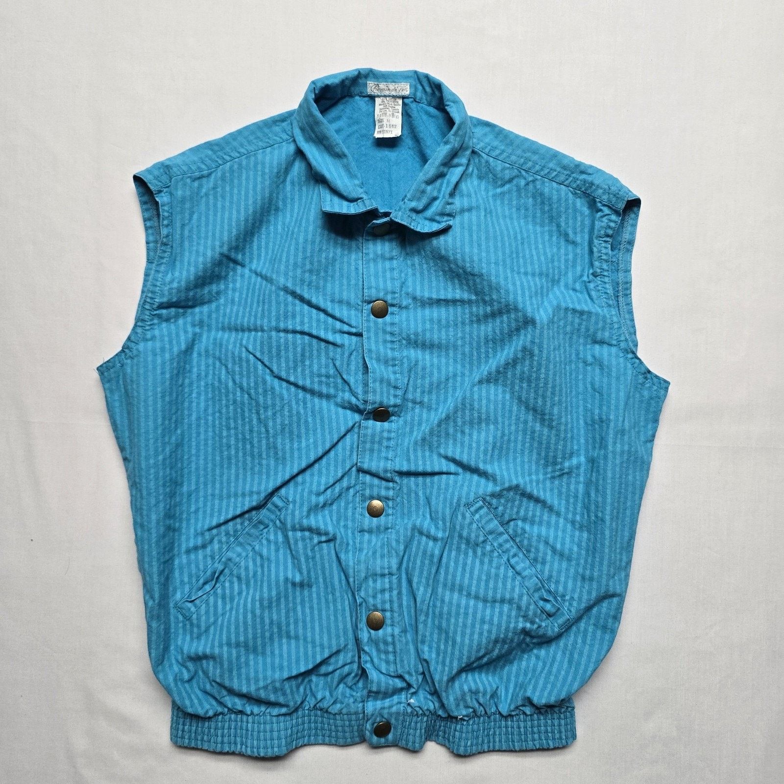 Vintage Vintage Chemin de Fer Vest M Blue Striped Snap Shirt 80s Size M / US 6-8 / IT 42-44 - 1 Thumbnail