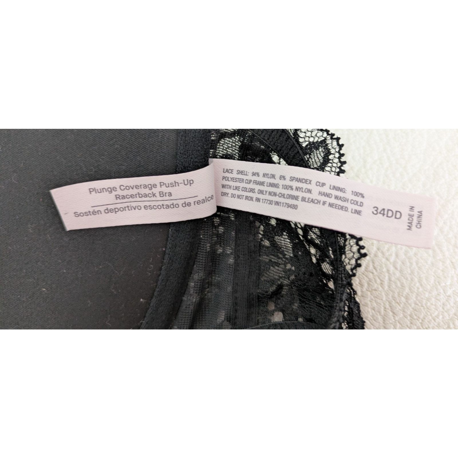 Target Basics Women's Racerback Lace Push-Up Bra Black 34DD Underwire Size ONE SIZE - 6 Thumbnail