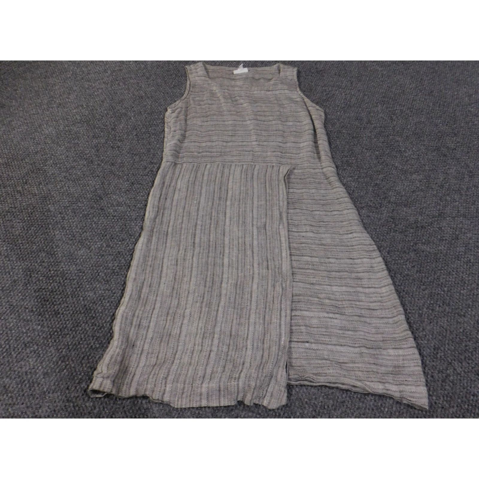 J. Jill Pure Jill Linen Dress Womens Small Gray Striped Sleeveless Midi Size S / US 4 / IT 40 - 2 Thumbnail