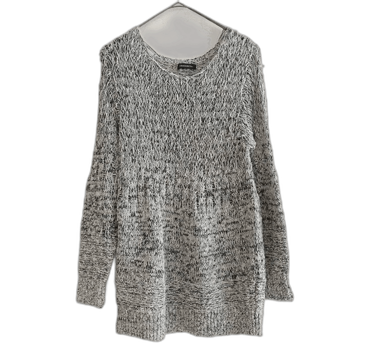 Vintage Gray Knitted Sweater with Unique Design-2506