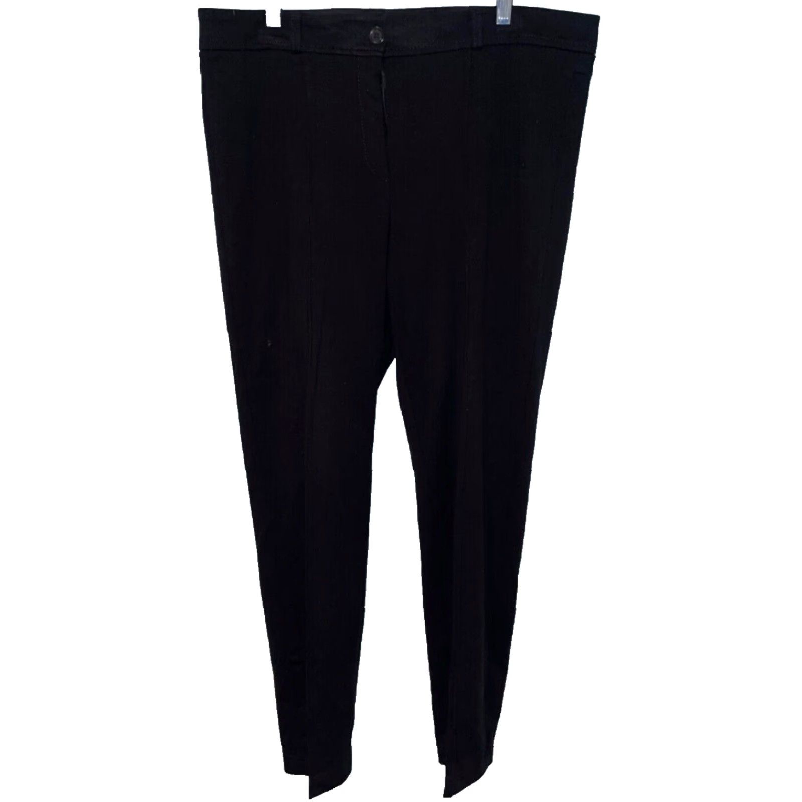 Vintage Basler Women Dress Pants Black 44 Ballet Flat Front High Rise 12.25 Inches Knit Pockets Zipper Button Regular Classic Work Pants Womens Size 30" / US 8 / IT 44 - 2 Thumbnail