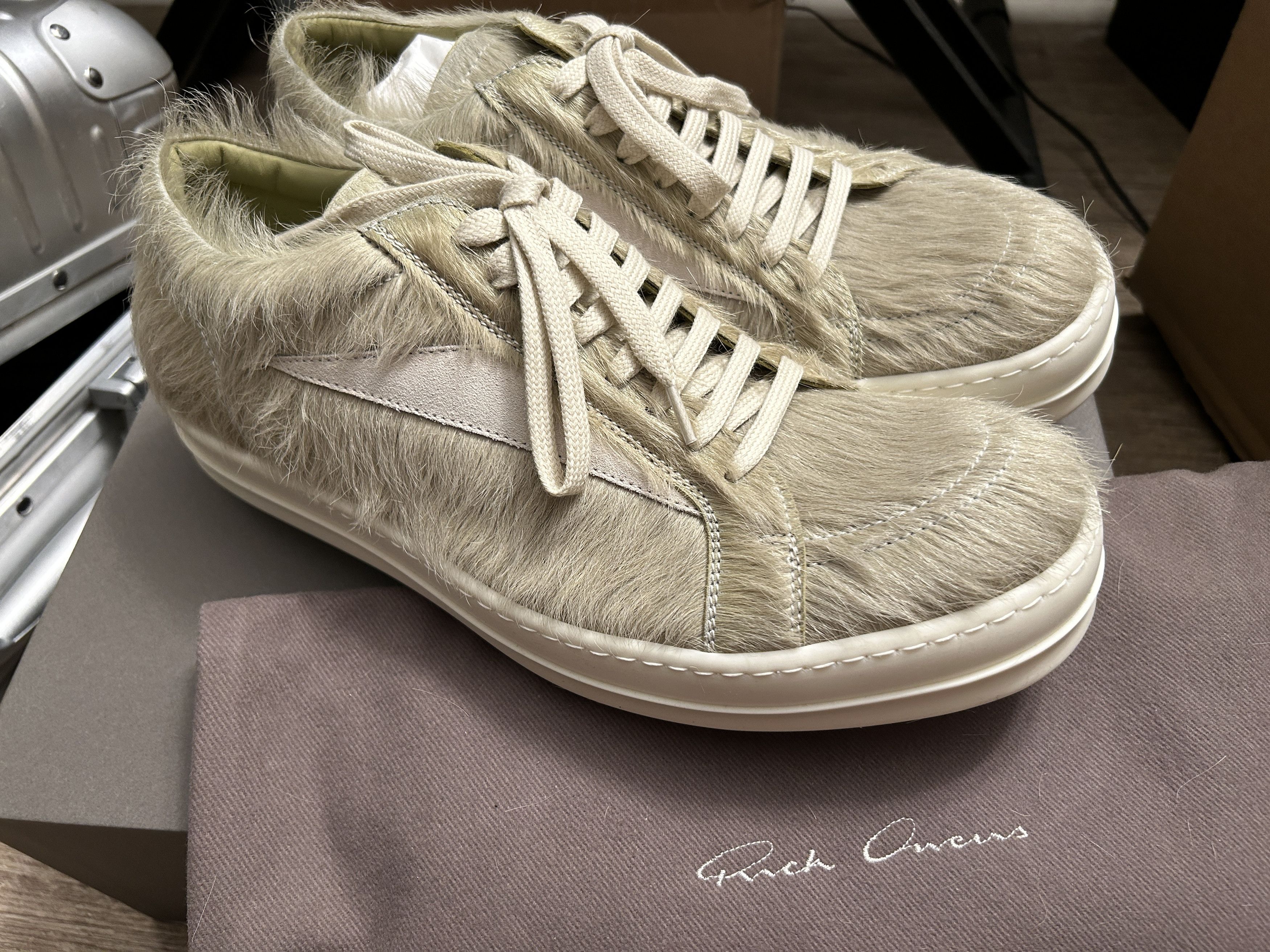 image of Rick Owens Luxor F/w23 Green Pony Half Vintage Sneaker in Olive, Men's (Size 10)