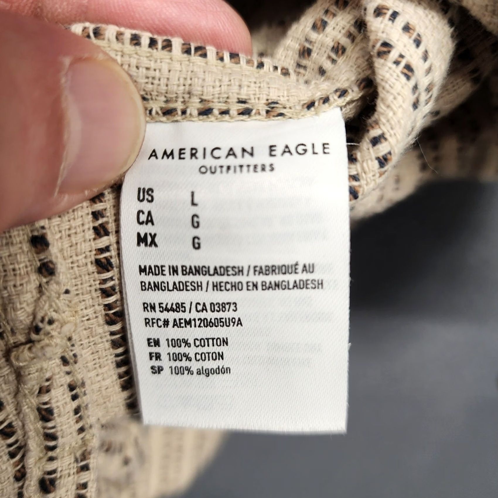 Vintage American Eagle Shirt Men Large Short Sleeve Button-Up Relaxed Heavy Cotton Striped Camp Size US L / EU 52-54 / 3 - 5 Thumbnail