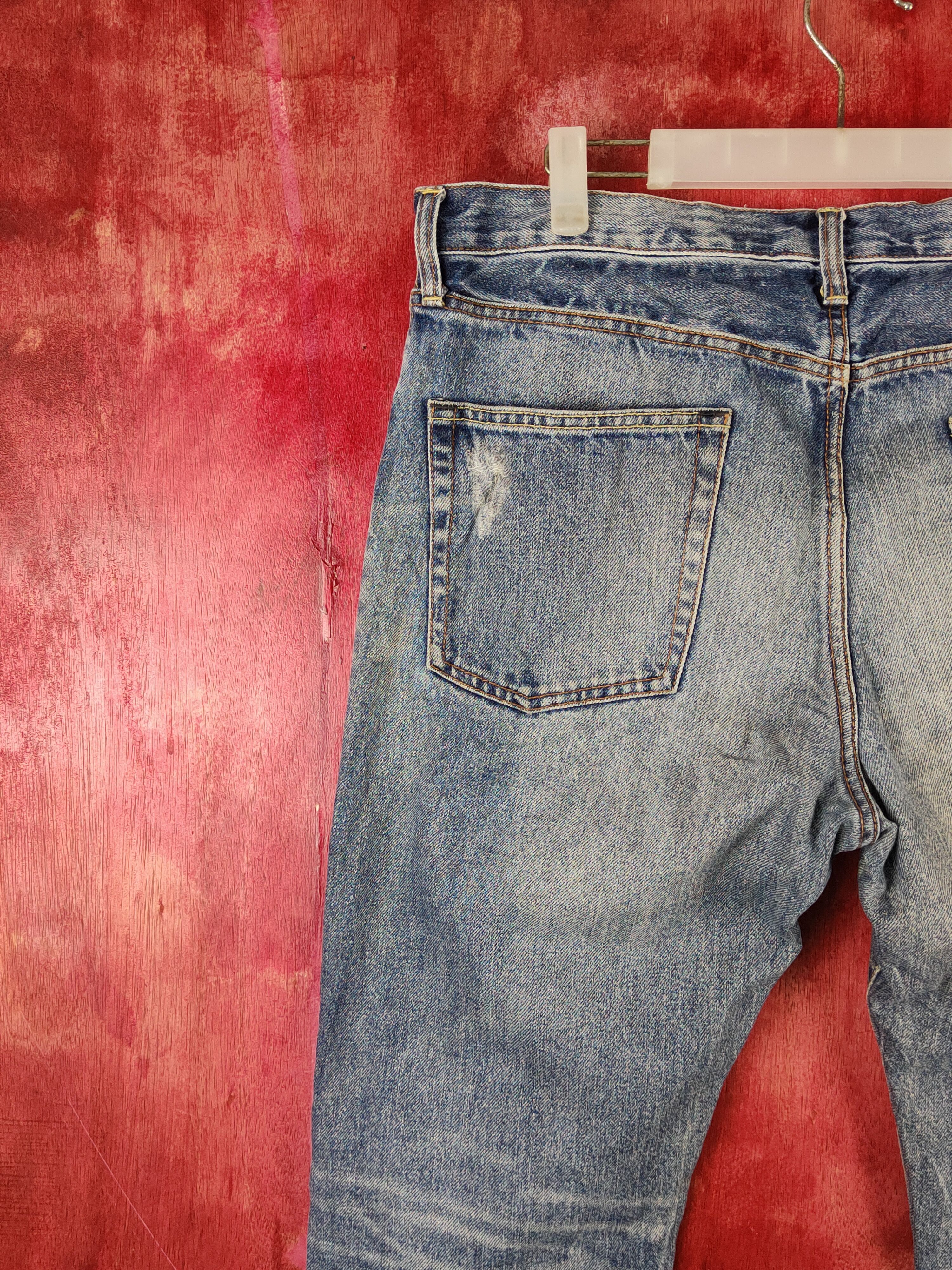 GU GU Blue Faded Distressed Ripped Jeans #S2245 Size US 34 / EU 50 - 8 Thumbnail