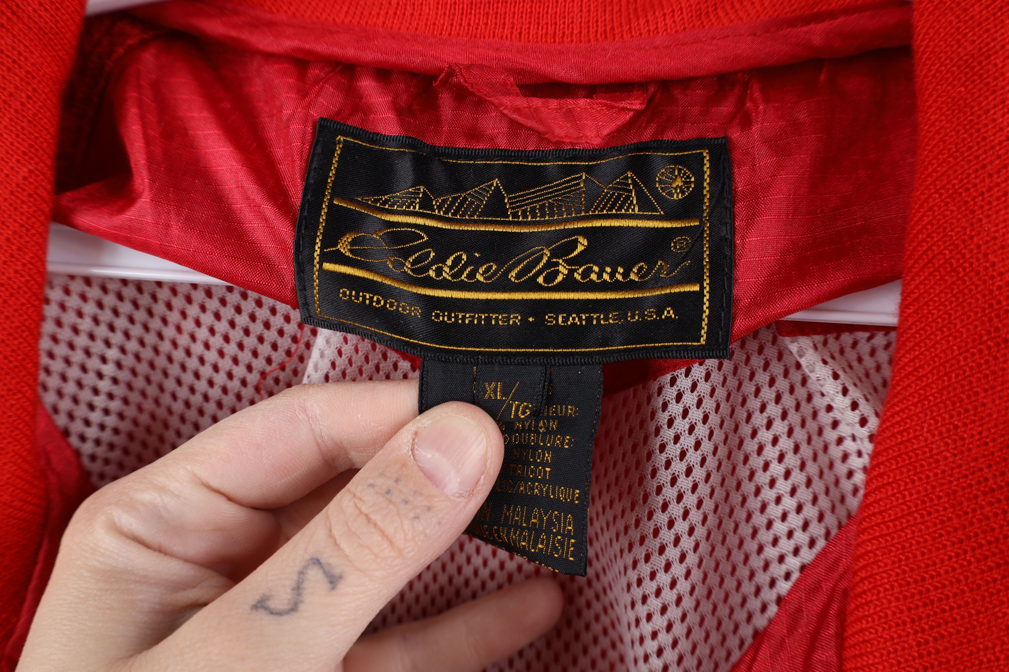 Eddie Bauer × Vintage Vintage 90s Eddie Bauer Hooded Windbreaker Jacket Red Size US XL / EU 56 / 4 - 9 Thumbnail