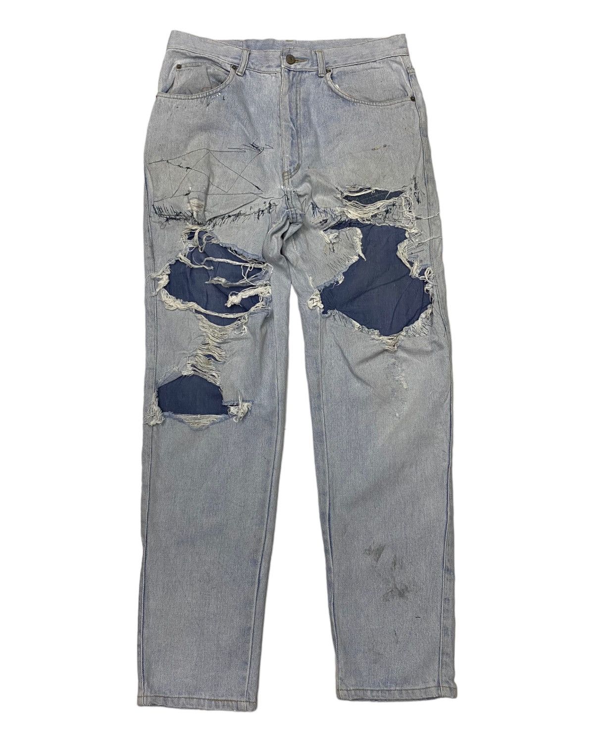 Kapital DISTRESSED DENIM BEBREX SICK RIPS DENIM JEANS Size US 33 - 2 Thumbnail