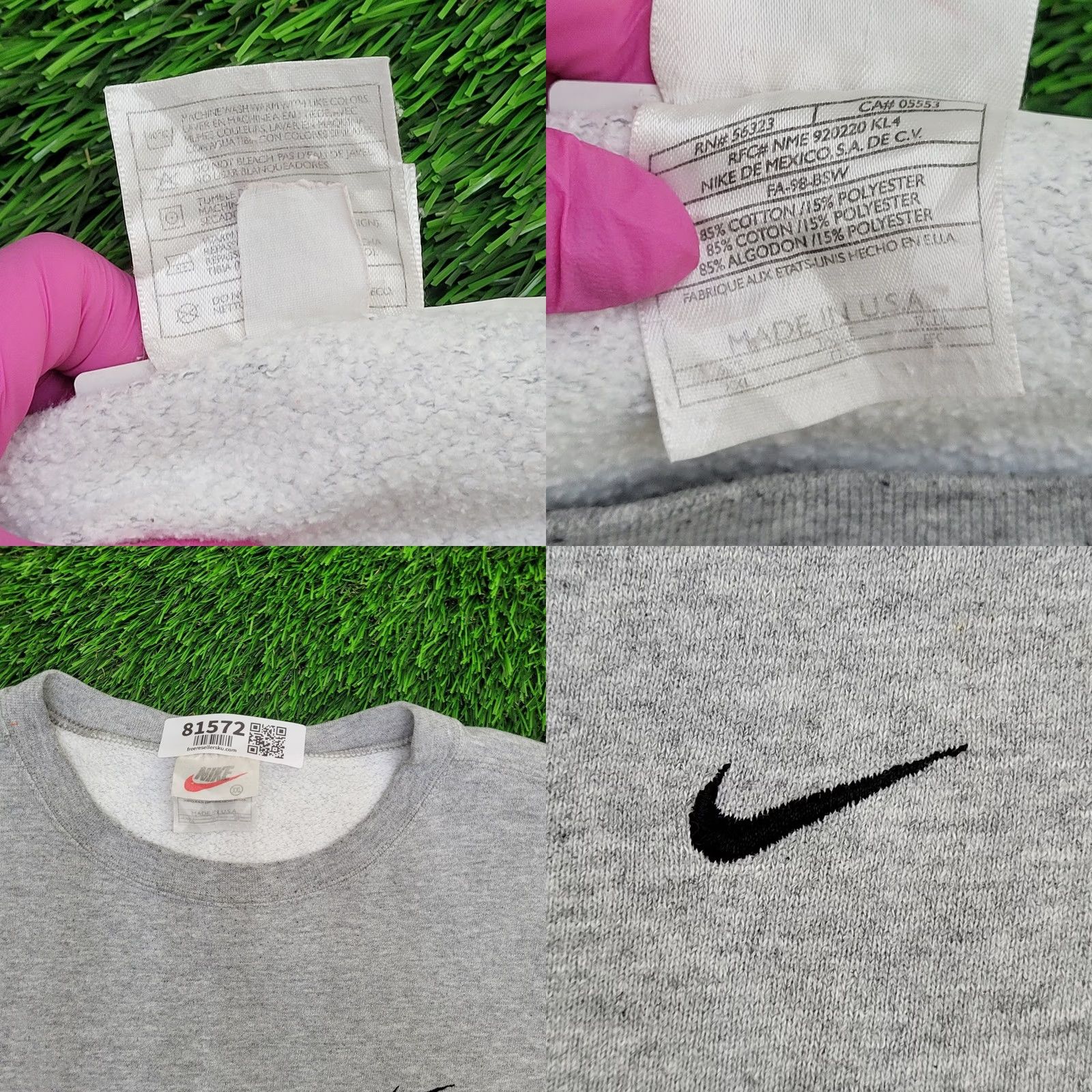 Nike VINTAGE Nike Swoosh Sweatshirt 2XL Gray Baggy USA Sweatshirt Mens 90s Logo Embroidered Crew Neck Cotton Polyester Fleece Size US XXL / EU 58 / 5 - 9 Thumbnail