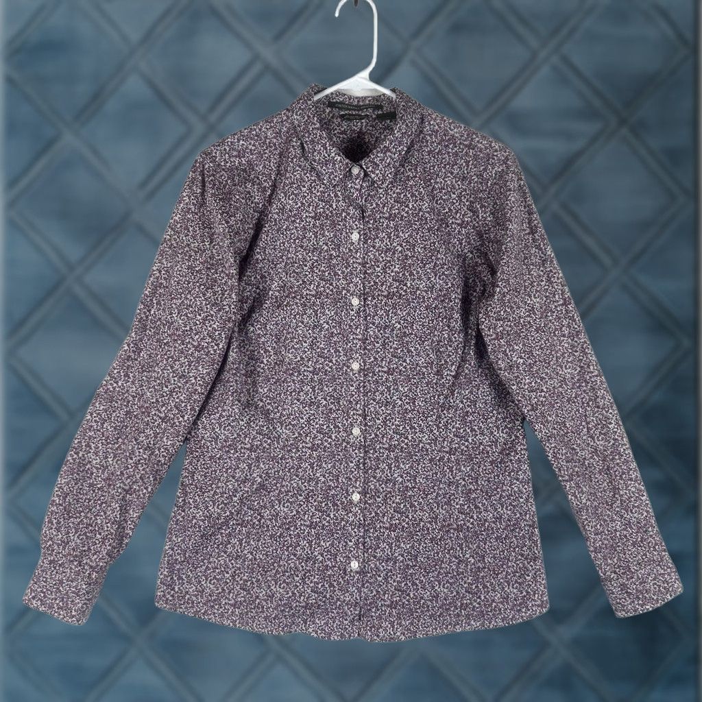 Eddie Bauer Eddie Bauer Button-Up Shirt Womens Large Purple Casual Wrinkle Resistant Stretch Size L / US 10 / IT 46 - 1 Thumbnail