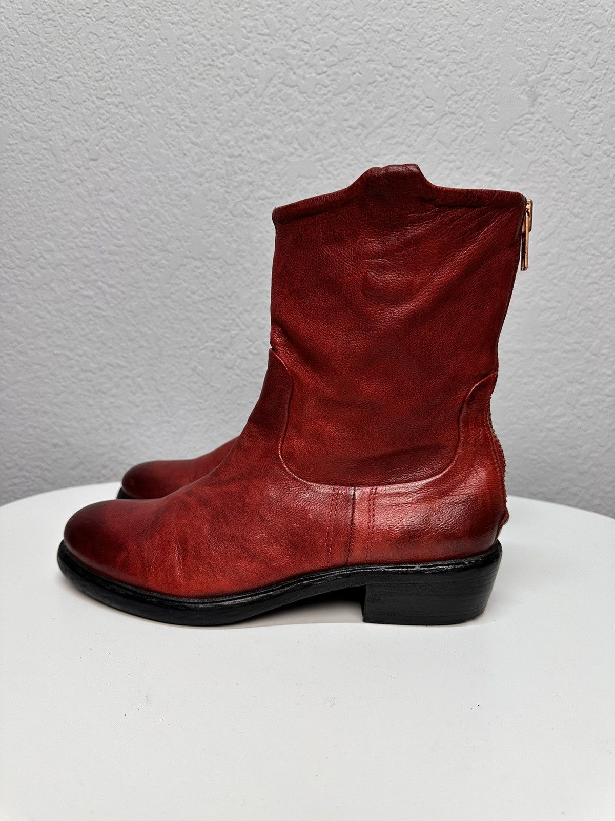 A.S.98 Vintage Italian AS 98 Rick Owens Style Leather Biker Boots Size US 9 / IT 39 - 2 Thumbnail