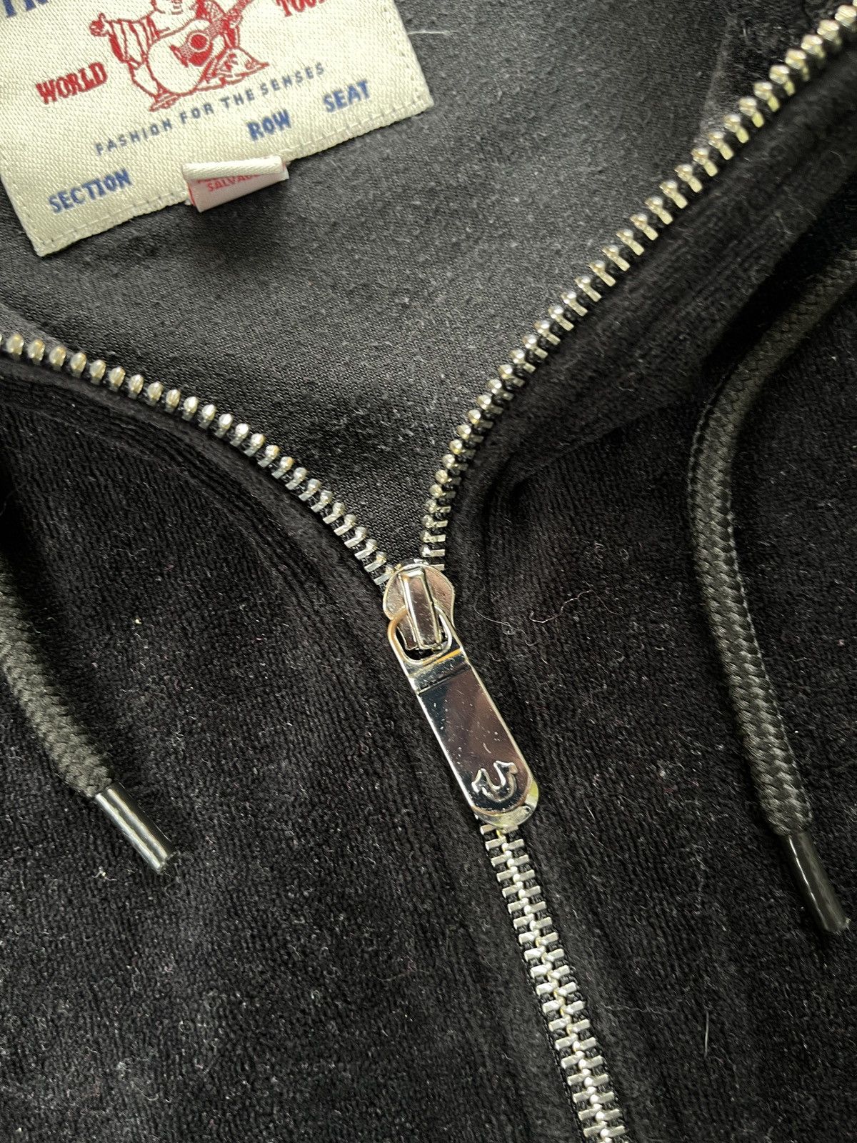 True Religion × Vintage VINTAGE TRUE RELIGION VELOUR Y2K ZIP UP HOODIE Size L / US 10 / IT 46 - 8 Thumbnail