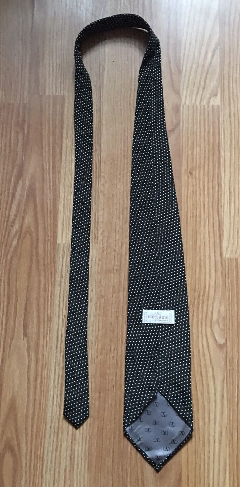 Giovanni Valentino × Valentino VALENTINO Black White Polka Dots Italy Silk Mens Tie Size ONE SIZE - 7 Thumbnail