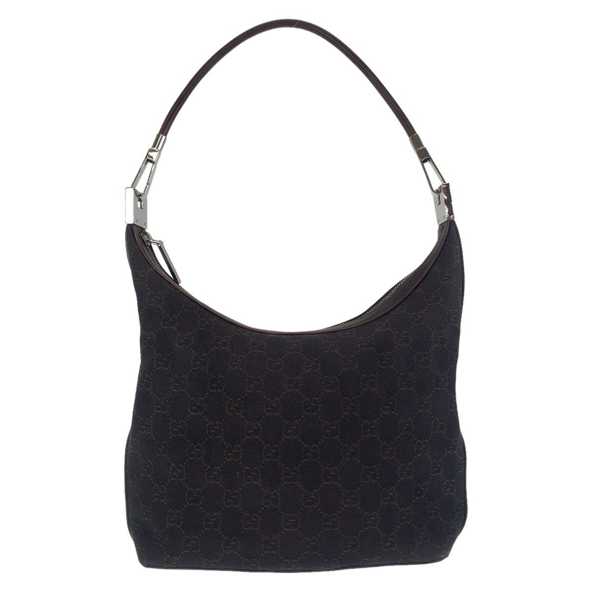 Gucci Gucci Gucci GG Canvas Shoulder Bag Black Silver Hardware Canvas Shoulder Bag 01234 in Very Good Condition Size ONE SIZE - 1 Thumbnail