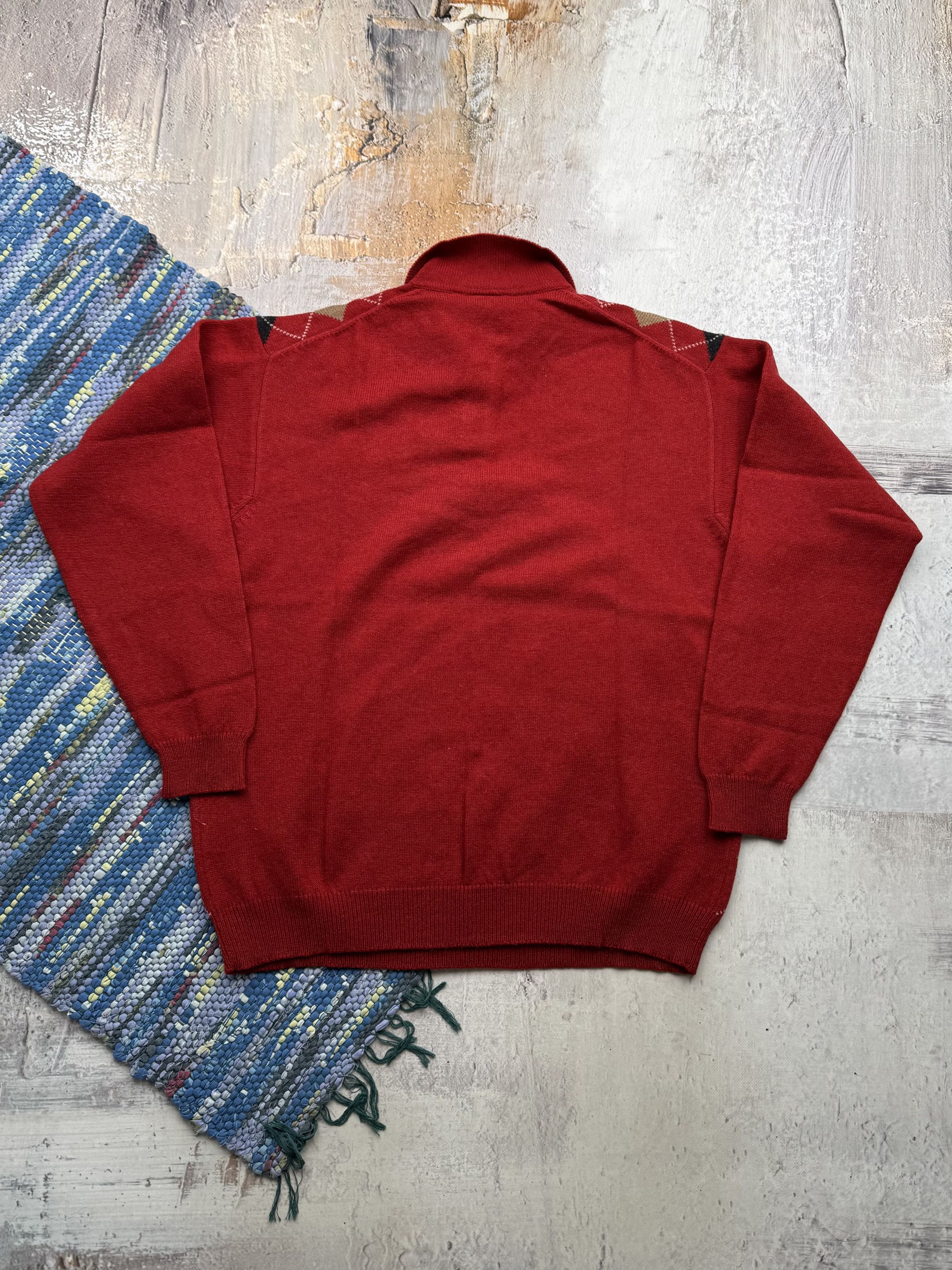 Vintage Retro Wool Sweater With Geometric Details A462(90) Size US XXL / EU 58 / 5 - 5 Thumbnail