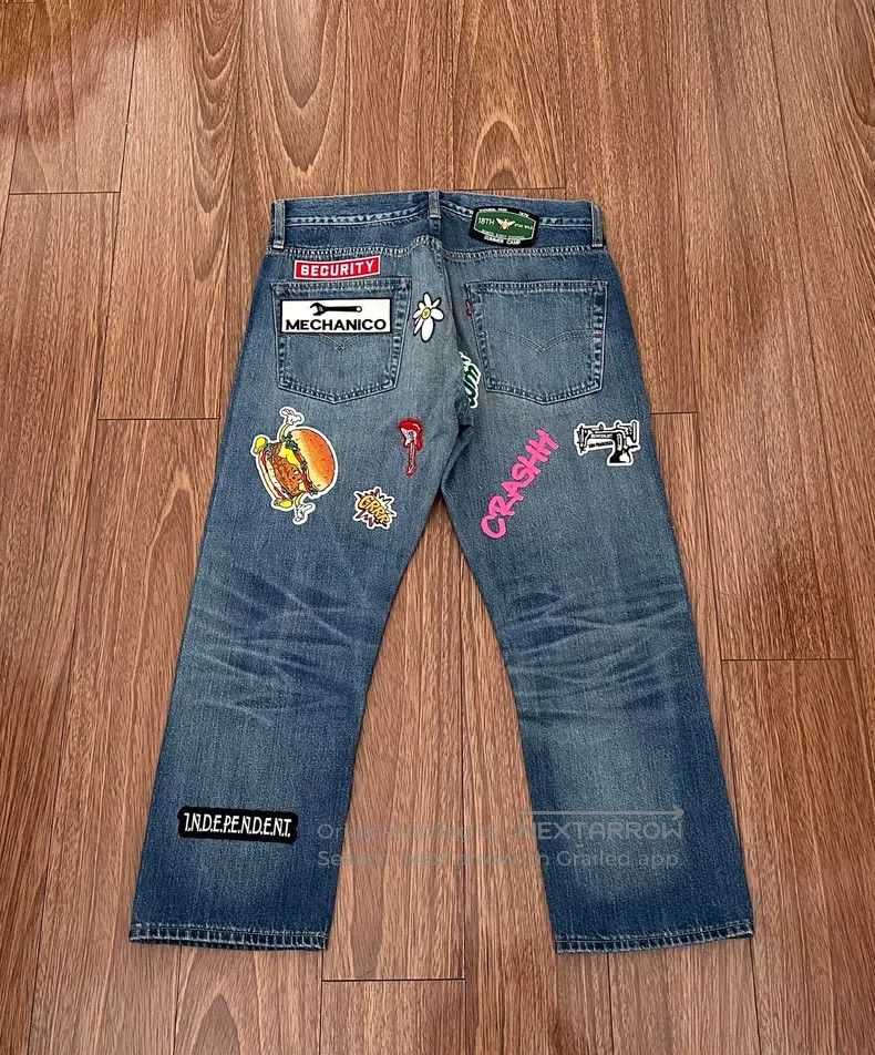 Junya Watanabe Junya Watanabe size S Cat Scratch Washed Denim Pants Size US 26 / EU 42 - 2 Thumbnail