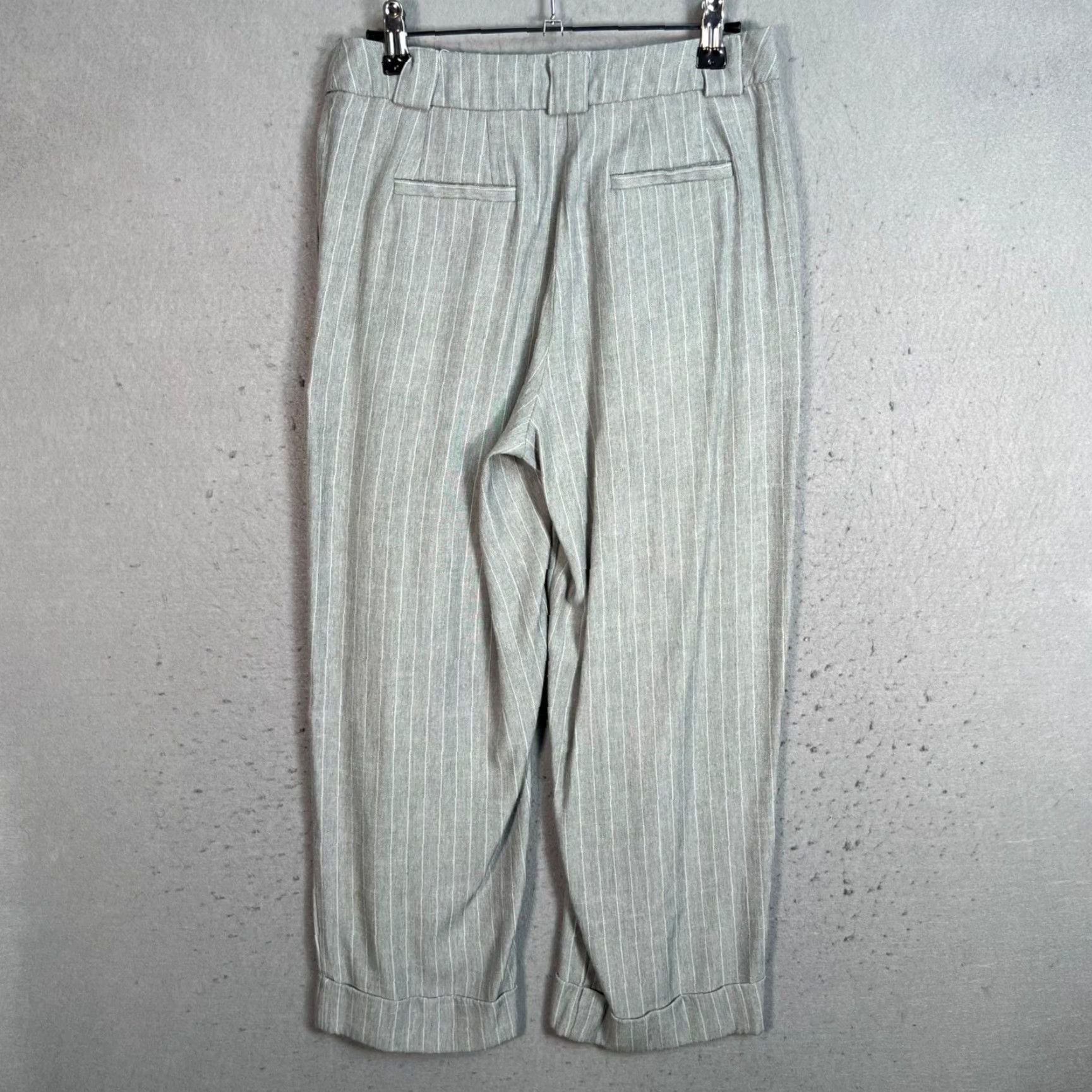 Asos ASOS Design Womens Grey Pinstripe High-Waisted Wide Leg Trousers Size 2 Petite Pants Womens Size 26" / US 2 / IT 38 - 2 Thumbnail