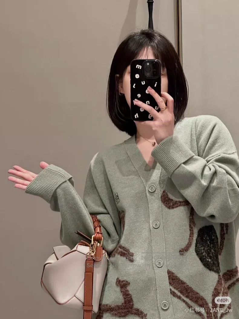Loewe Loewe Fawn Cardigan, Sage Green, 97% Wool Size XS / US 0-2 / IT 36-38 - 1 Thumbnail