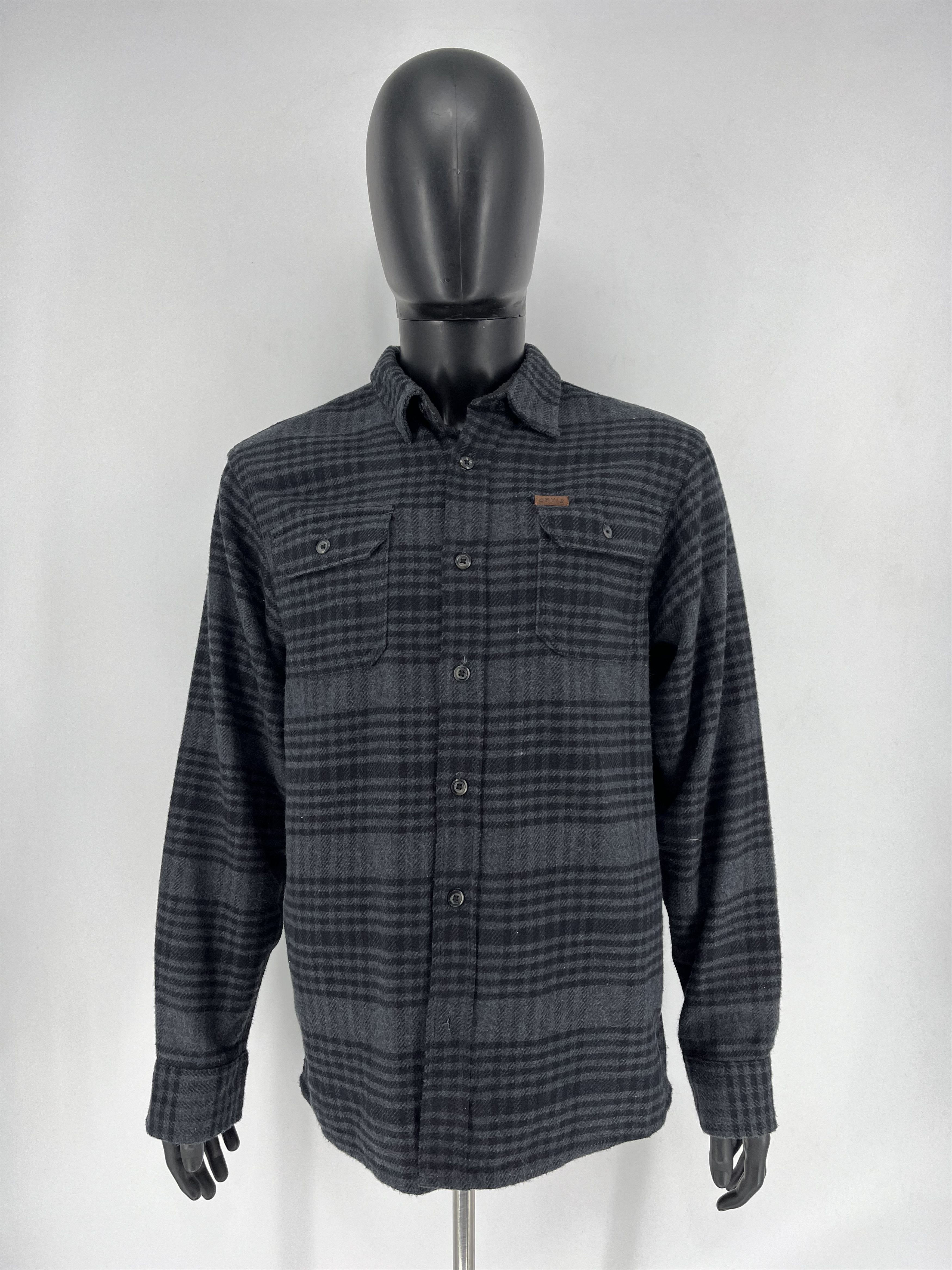Orvis × Vintage Orvis Thick Flannel Button Front Shirt Grey Plaid Mens M Size US M / EU 48-50 / 2 - 2 Thumbnail
