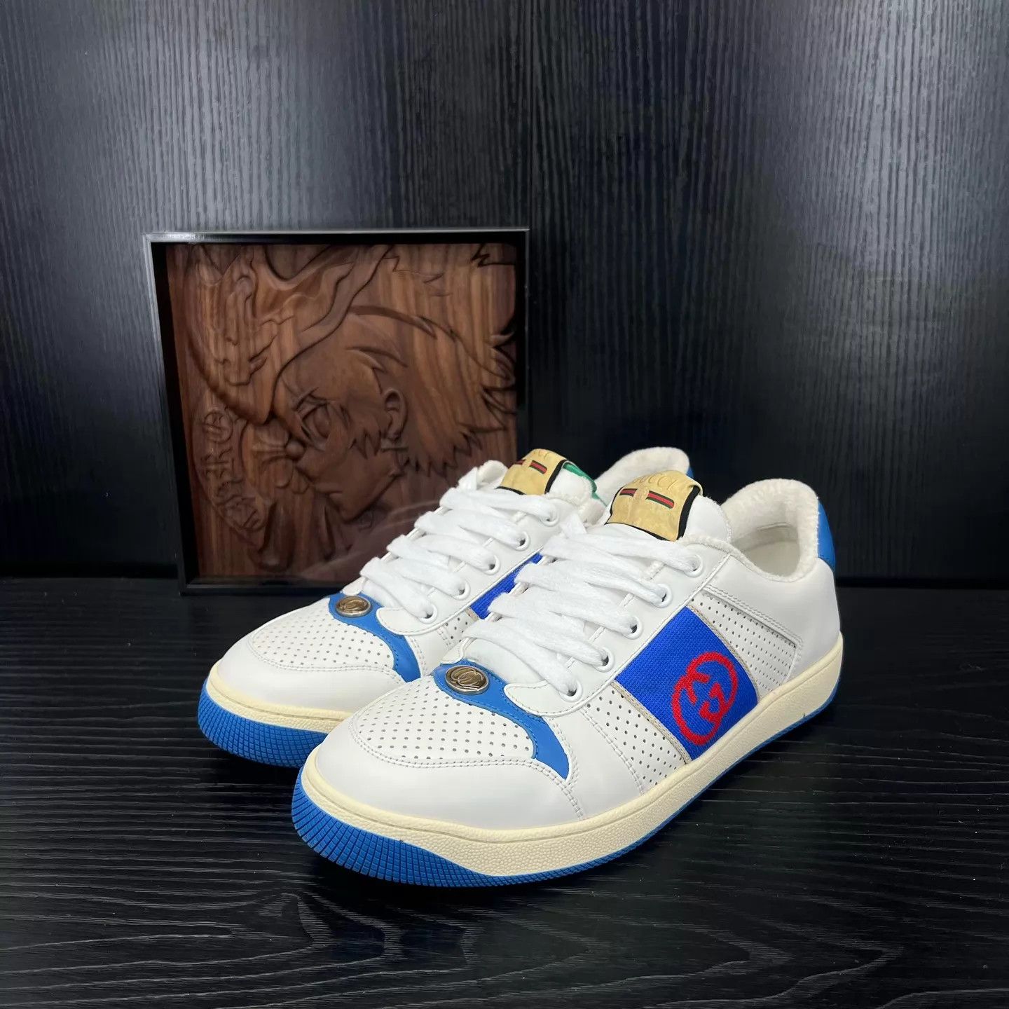 Gucci Gucci Distressed Sneakers Women's 6 White Blue 99 New Size US 6 / IT 36 - 1 Thumbnail