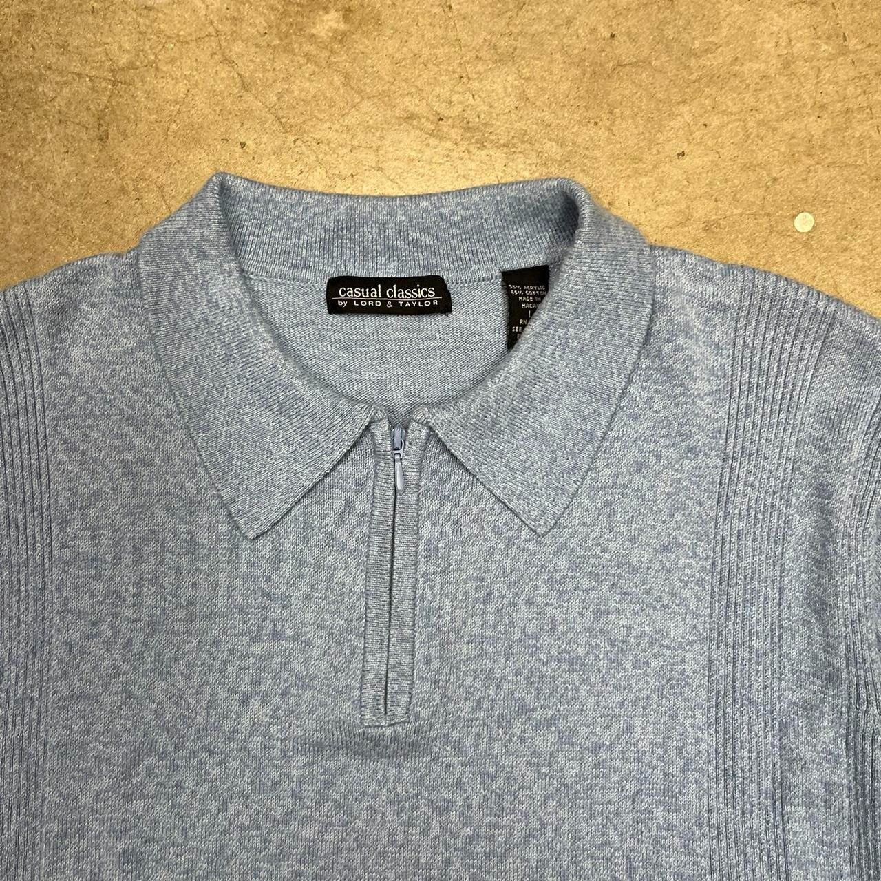 Vintage Vintage Lord & Taylor 90s knit polo shirt light blue zip Size US L / EU 52-54 / 3 - 4 Thumbnail