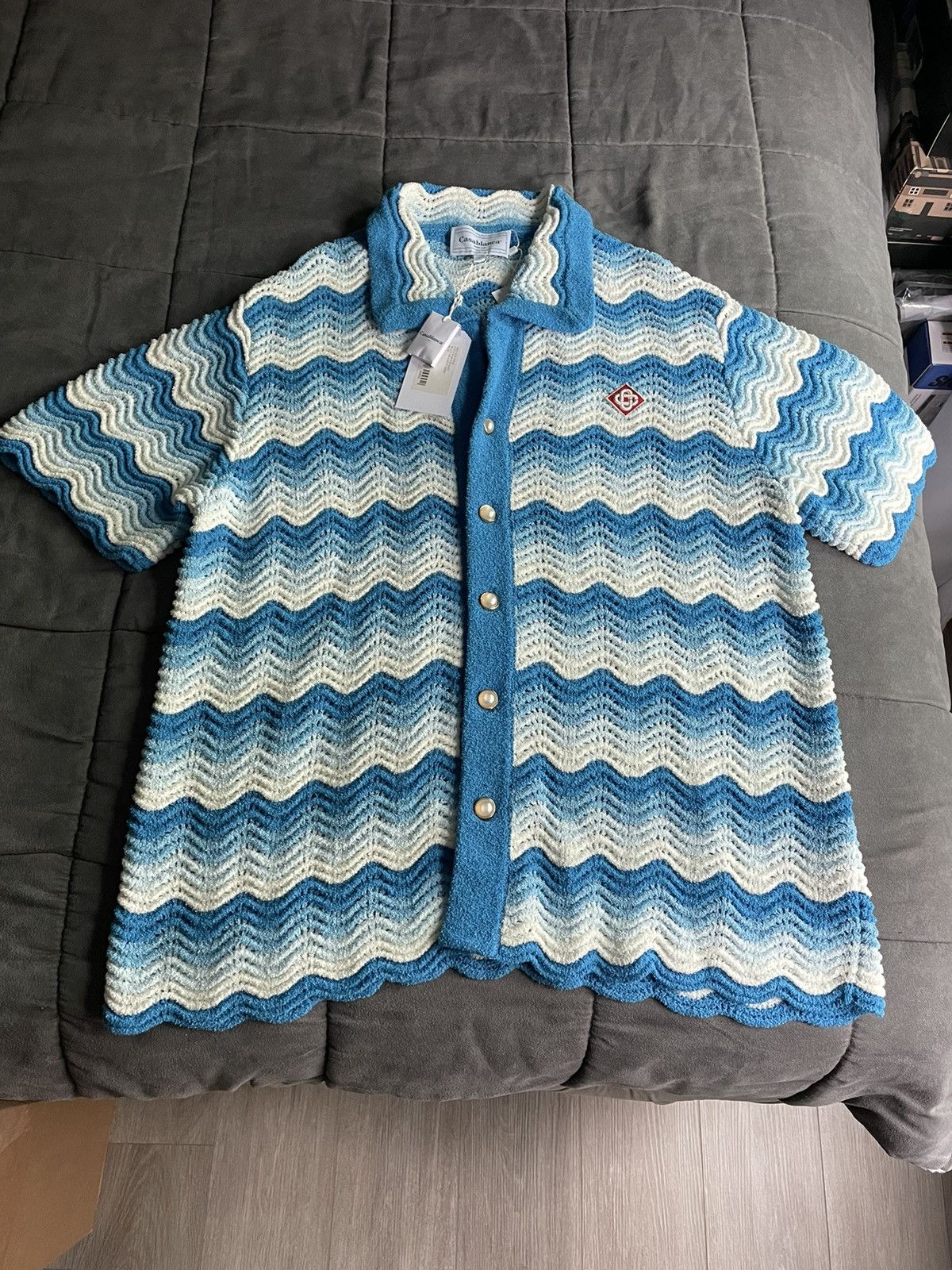 Pre-owned Casablanca Gradient Waves Crochet Shirt In Blue