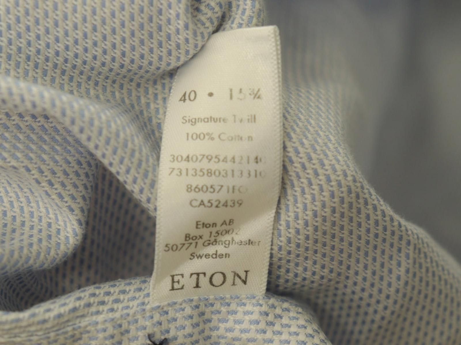 Eton Eton Blue 100% Cotton Collared Dress Shirt Size 40 Size 38R - 10 Thumbnail
