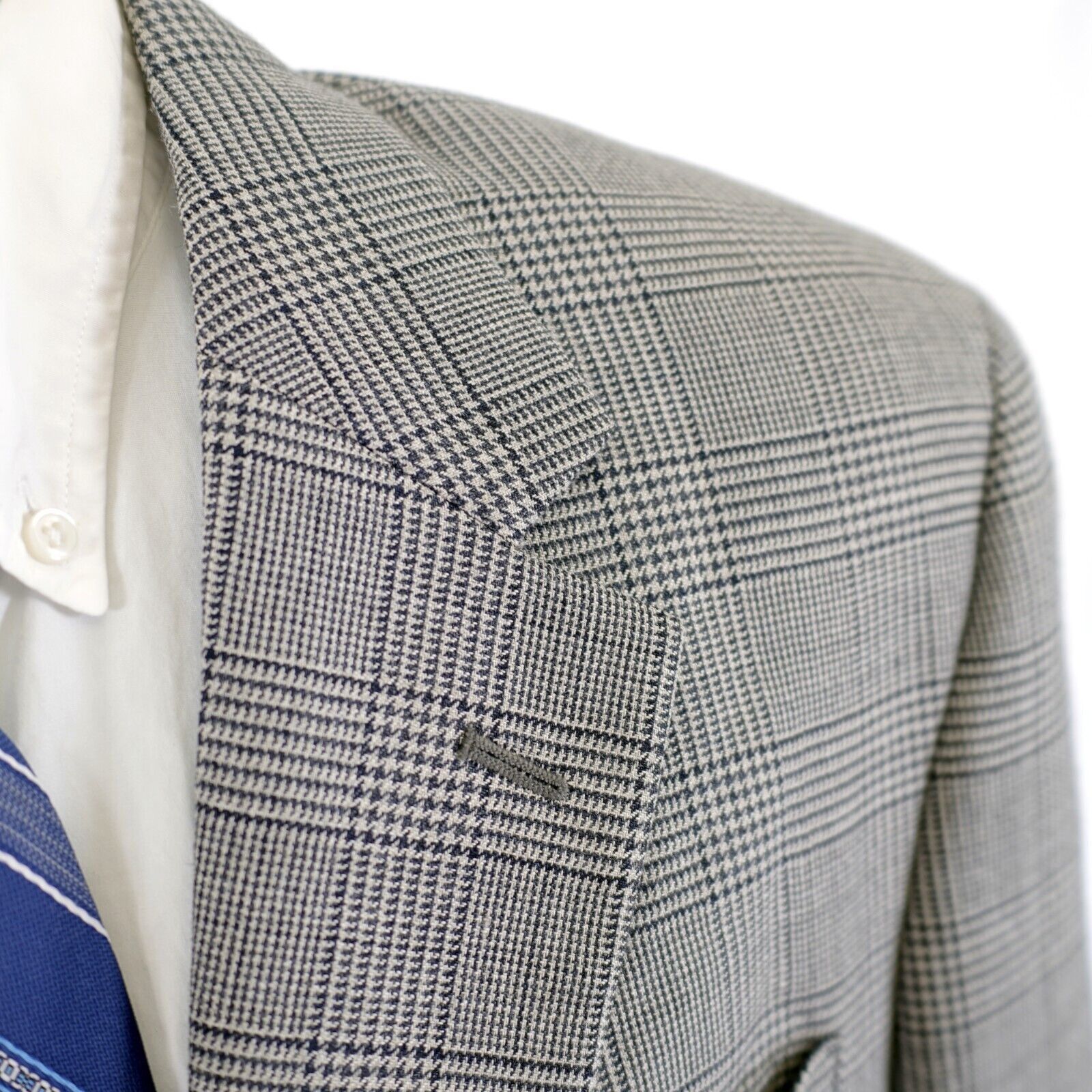 Jos. A. Bank Jos A Bank Silk Wool Gray Glen Plaid 42L Sport Coat / Blazer Size 42L - 2 Thumbnail